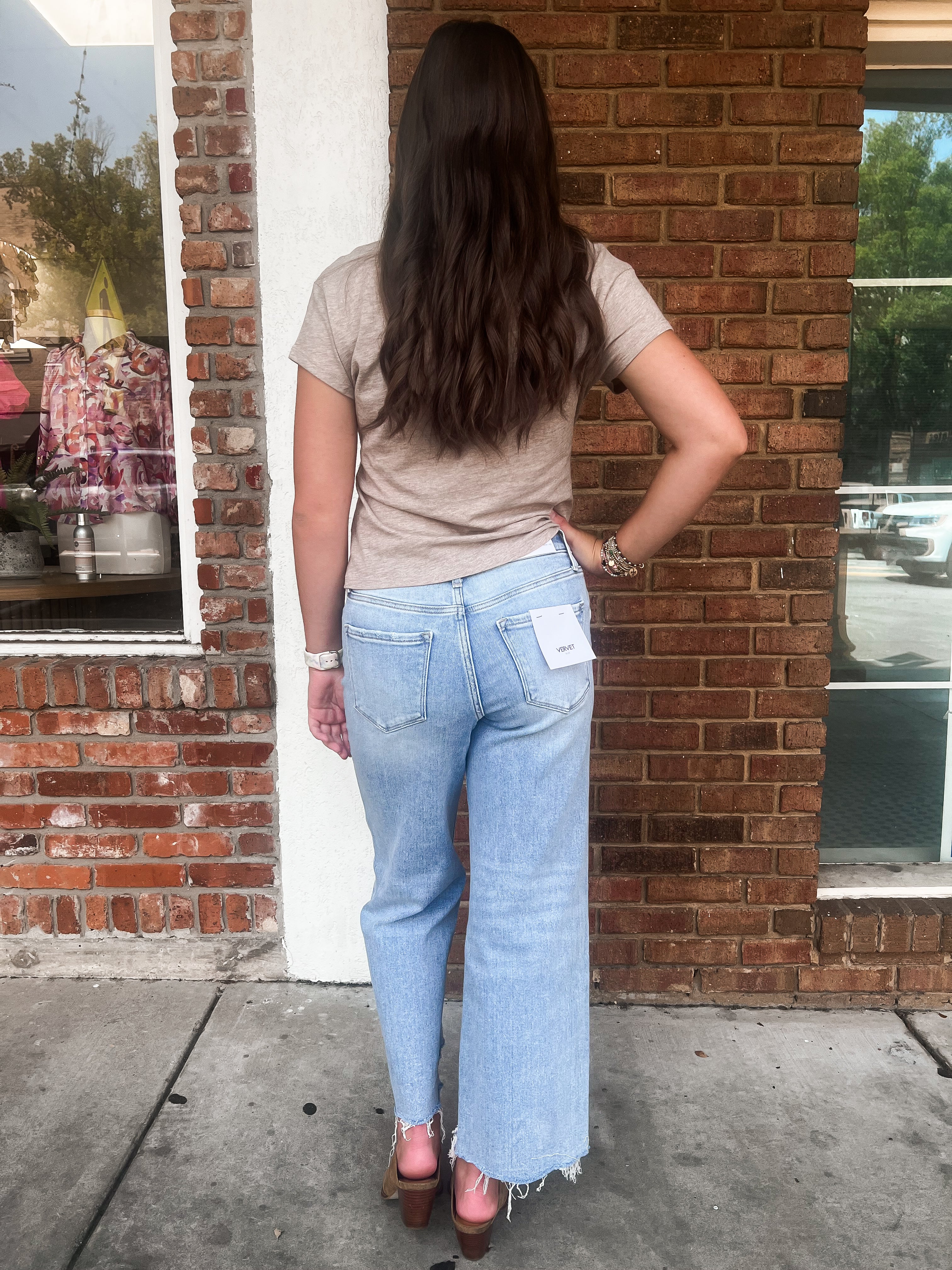 Vervet: High Rise Distressed Wide Leg Jeans
