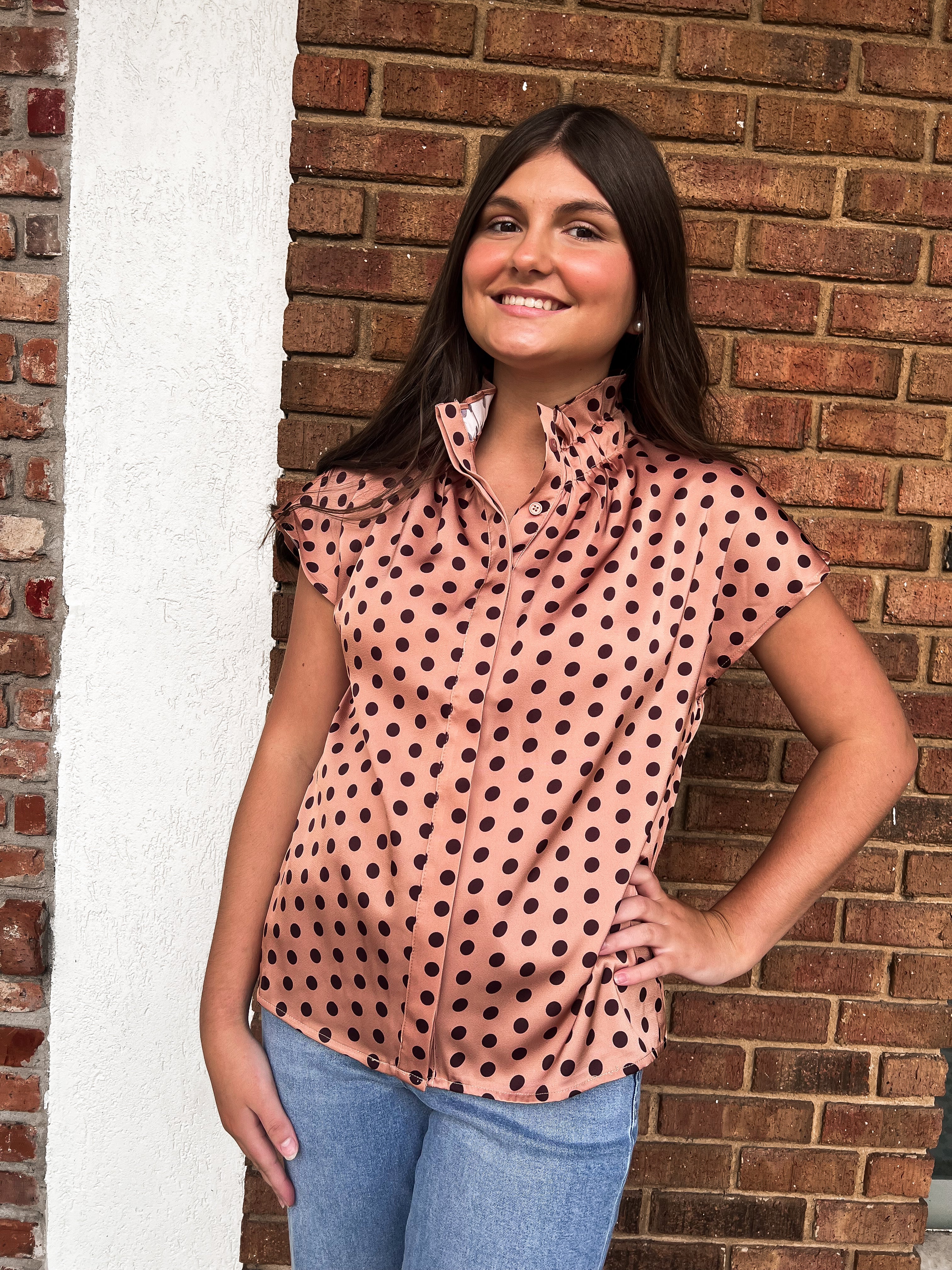 Zada Wine Polka Dot Top