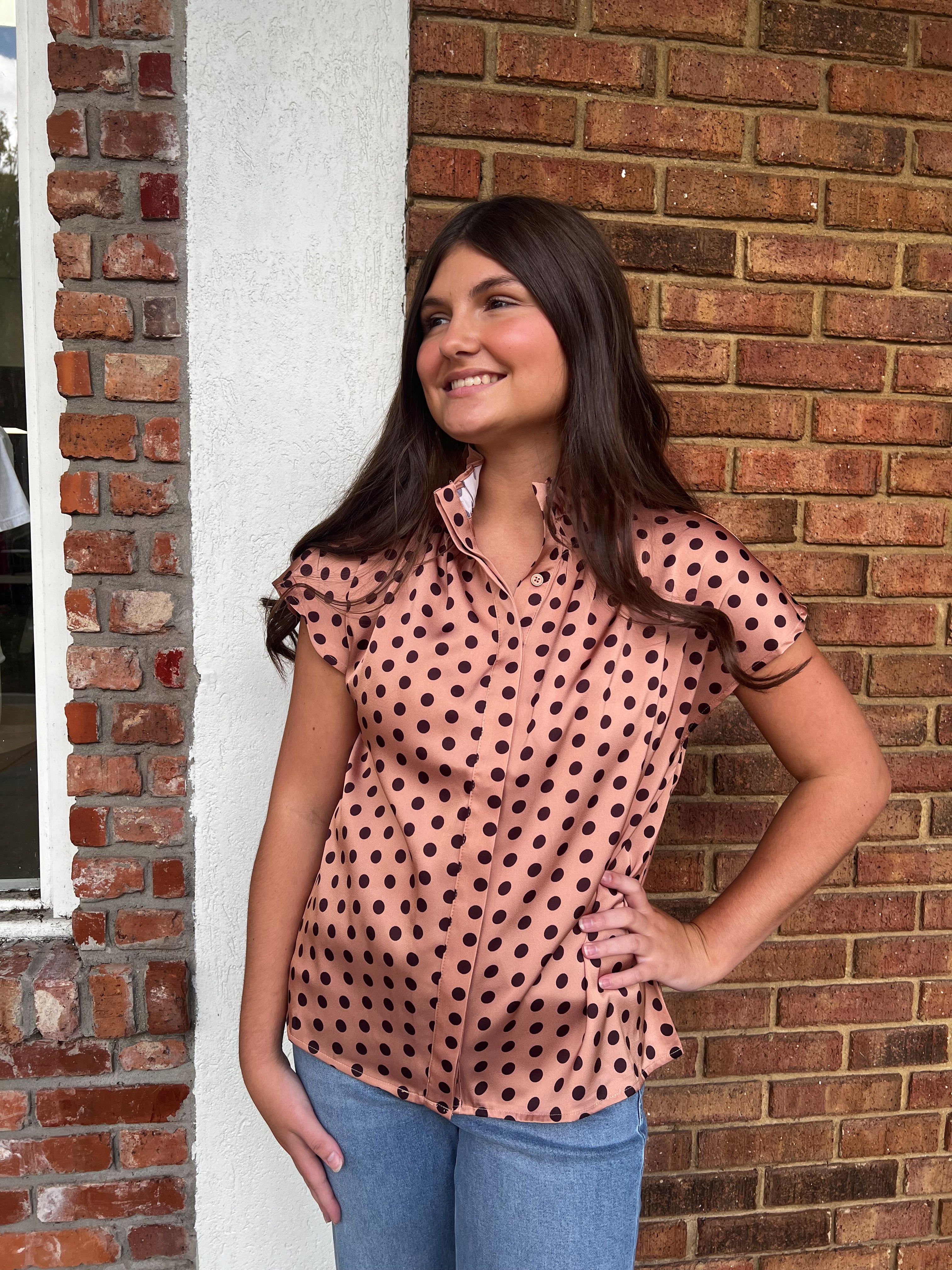 Zada Wine Polka Dot Top