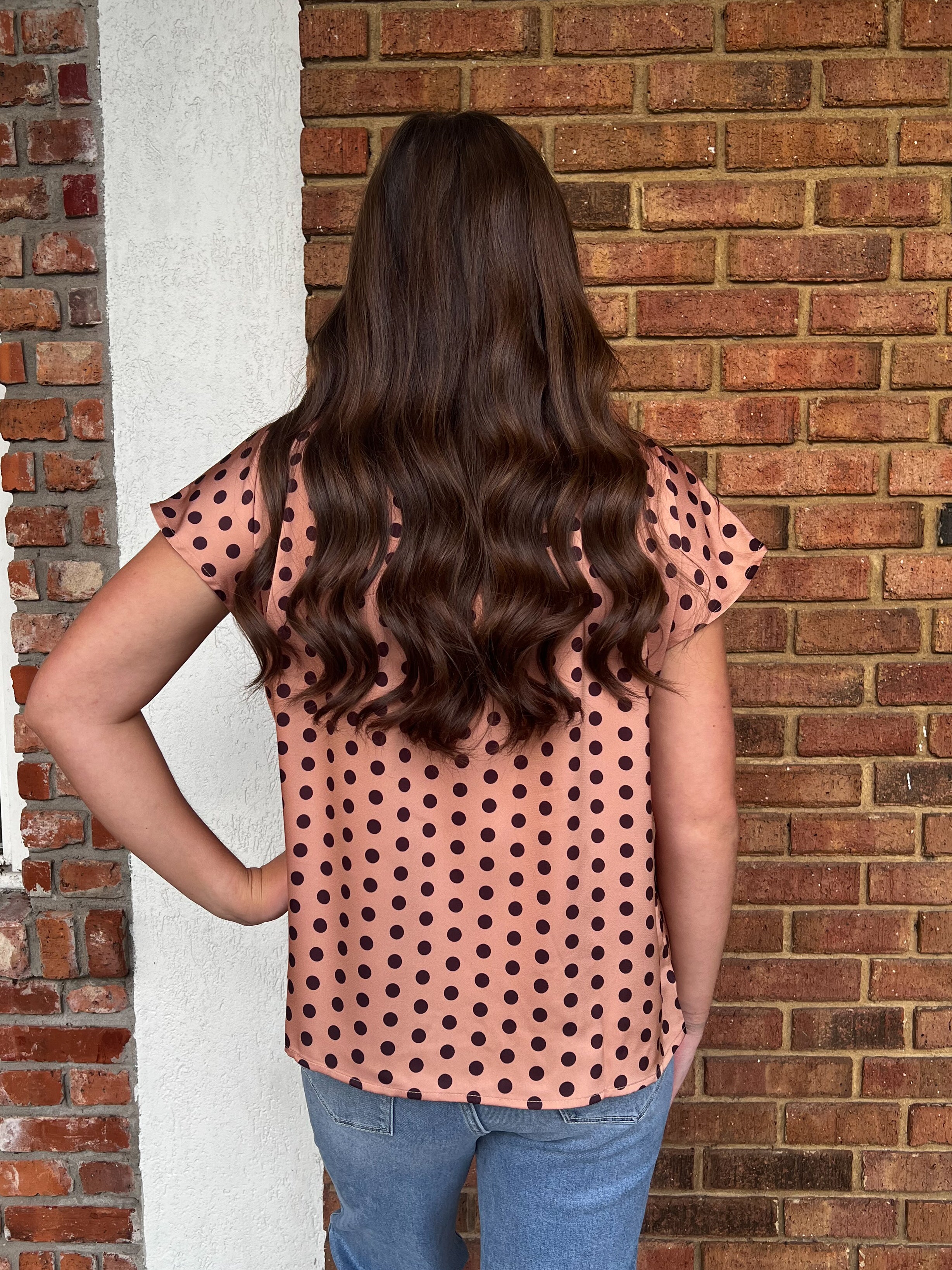 Zada Wine Polka Dot Top