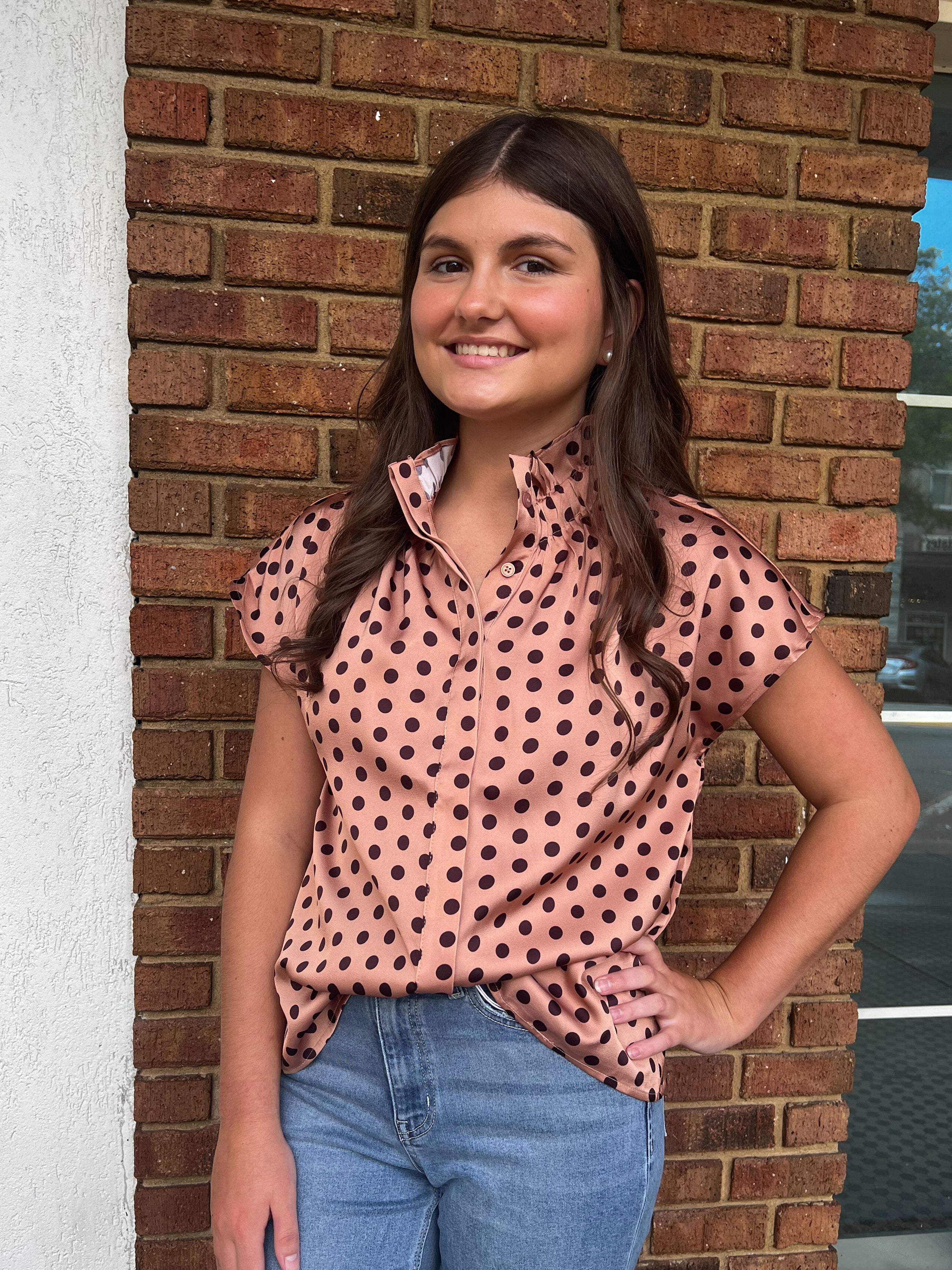 Zada Wine Polka Dot Top
