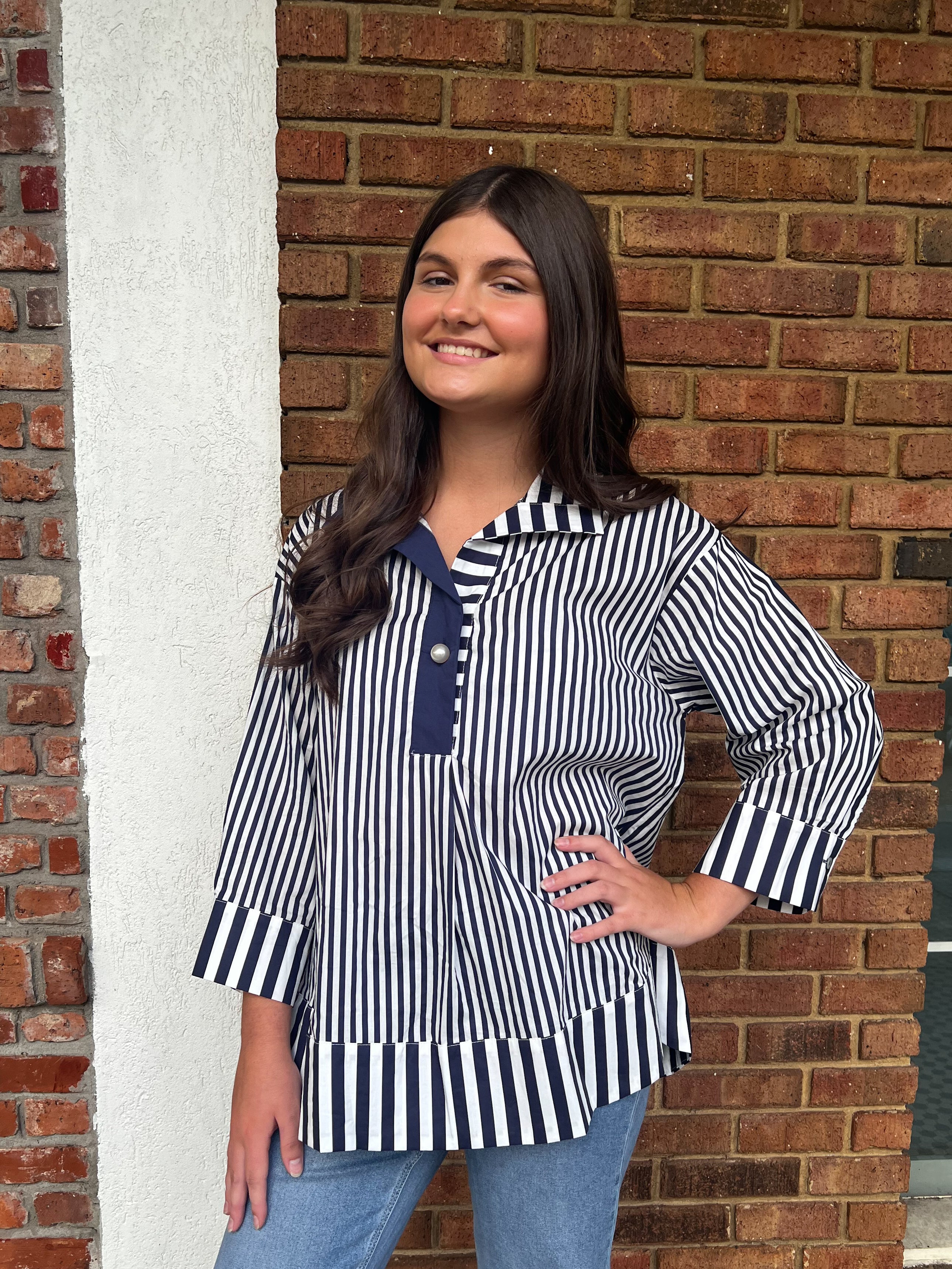 Cammi Navy Stripe Top