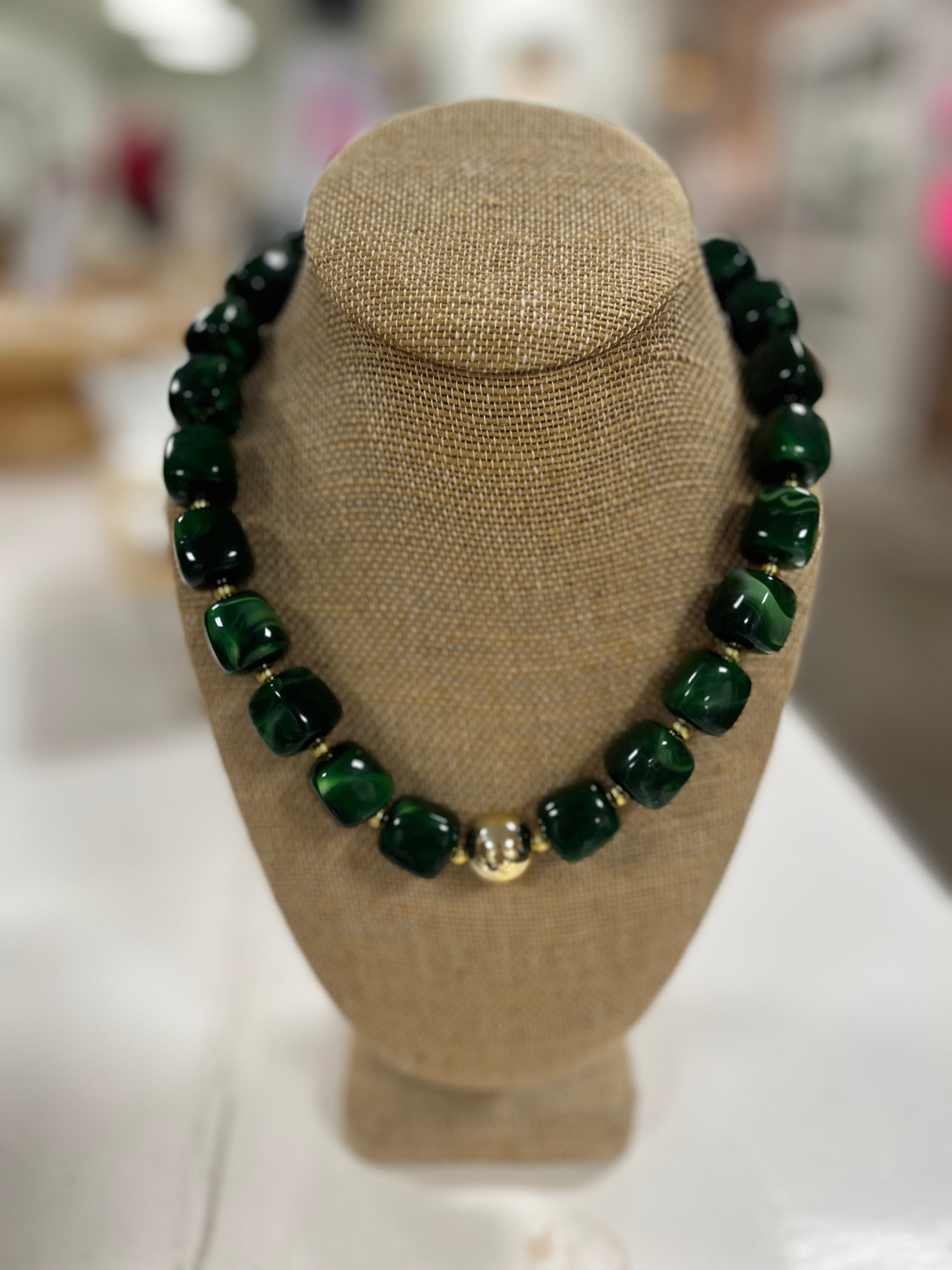 Emerald Green Beaded Necklace