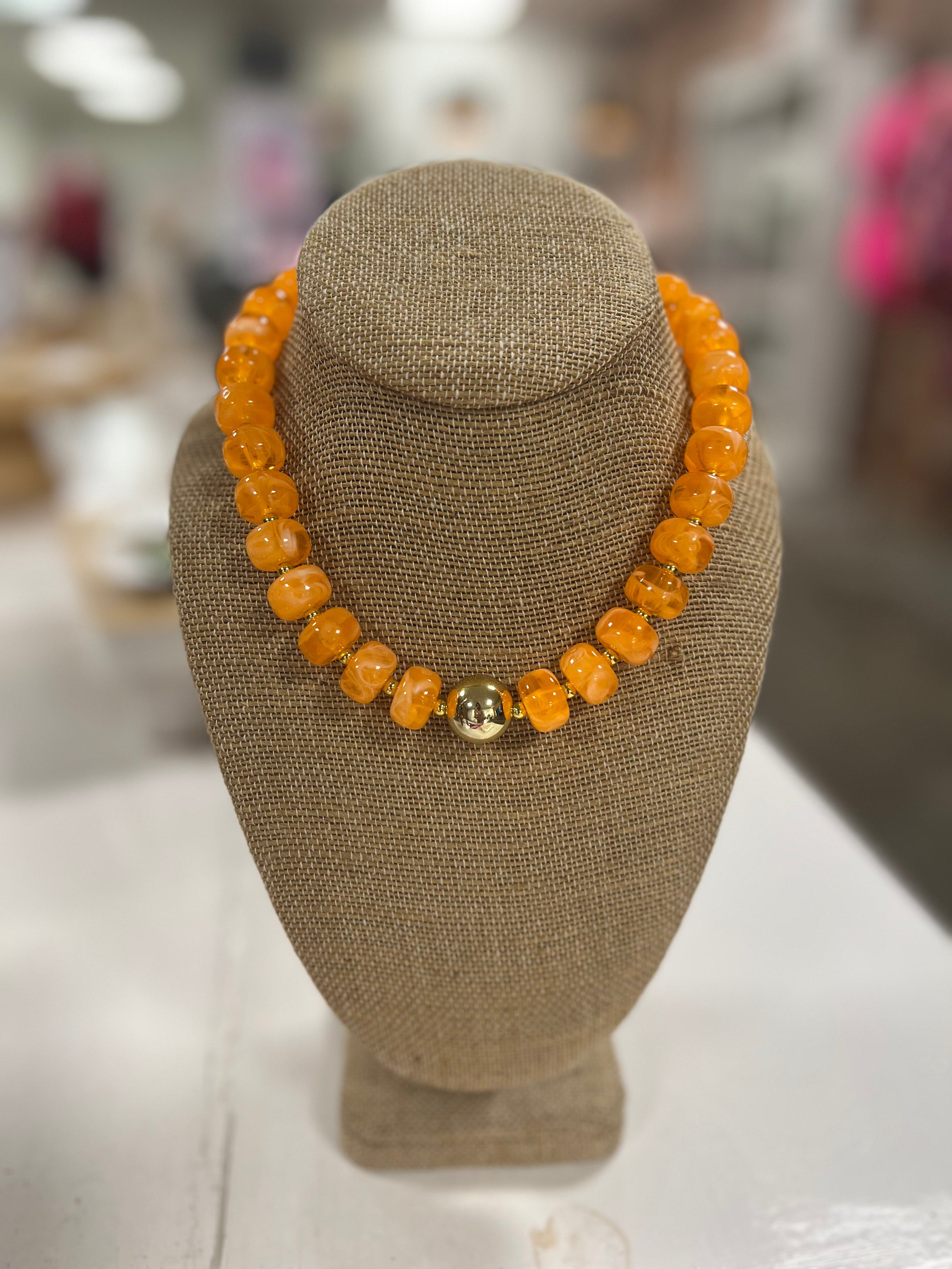 Orange Beaded Necklace