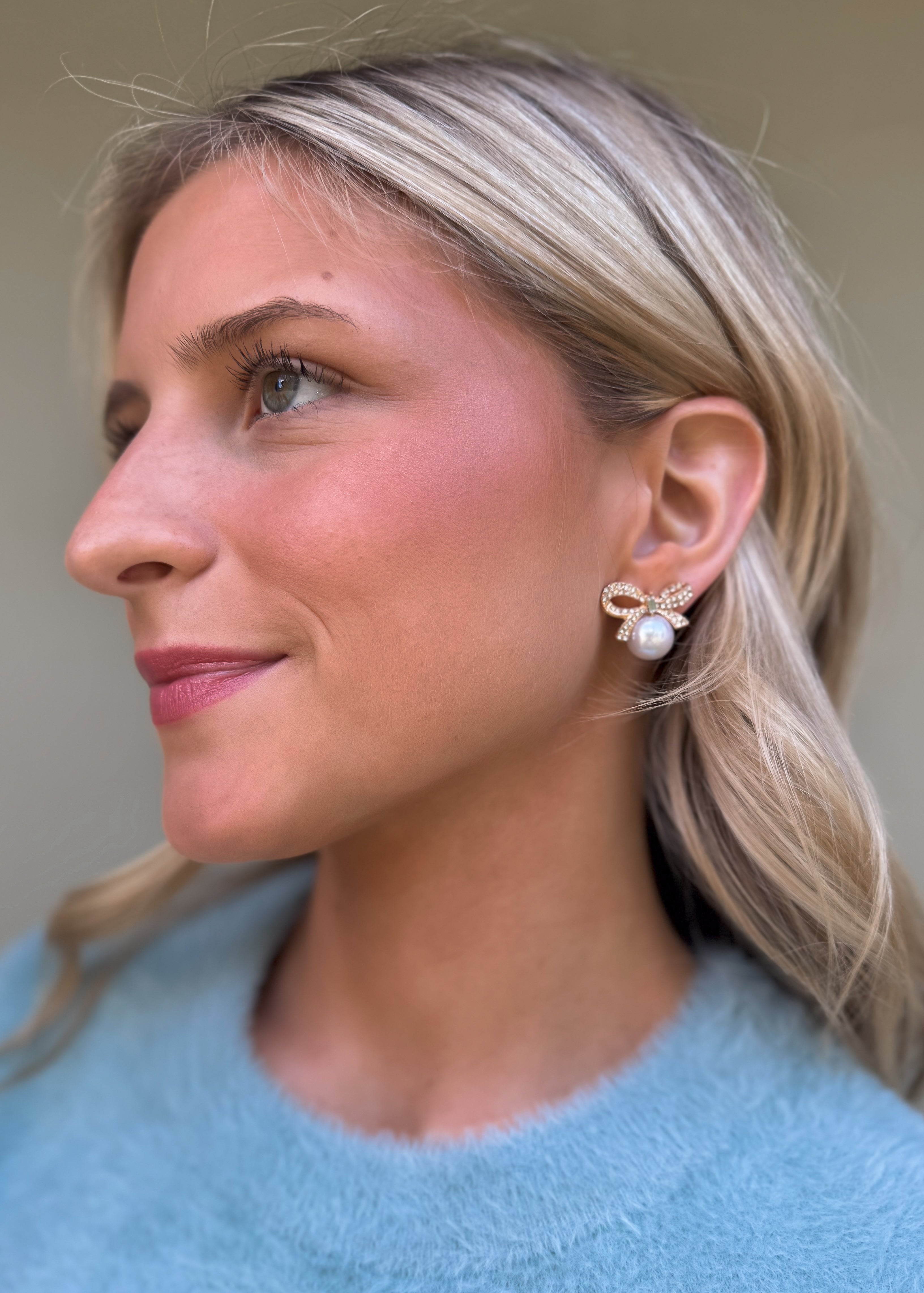 Pierce + Hide: Pearl Bow Statement Stud Earrings