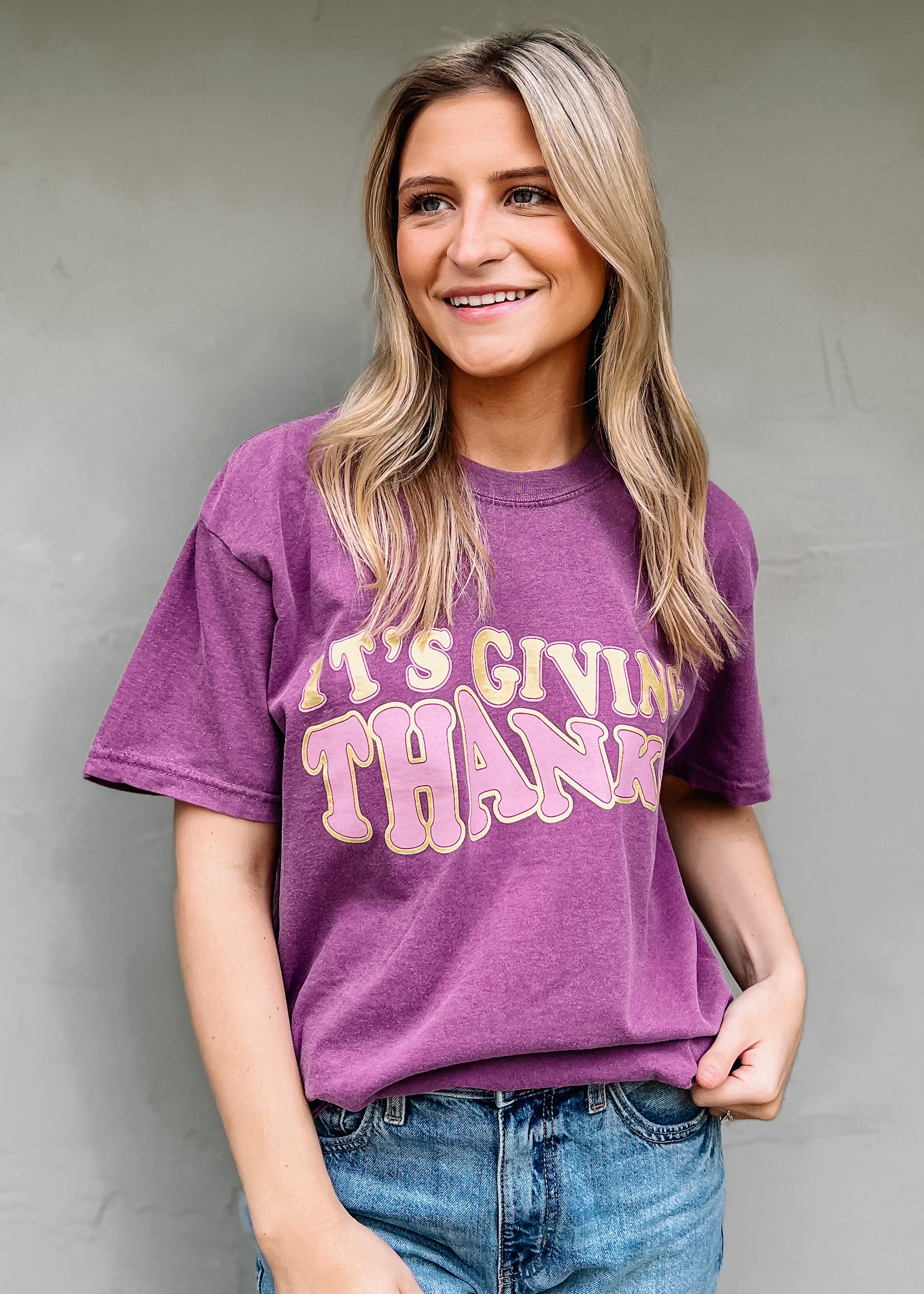 Charlie Southern: It's Giving Thanks Graphic Tee, Burgundy