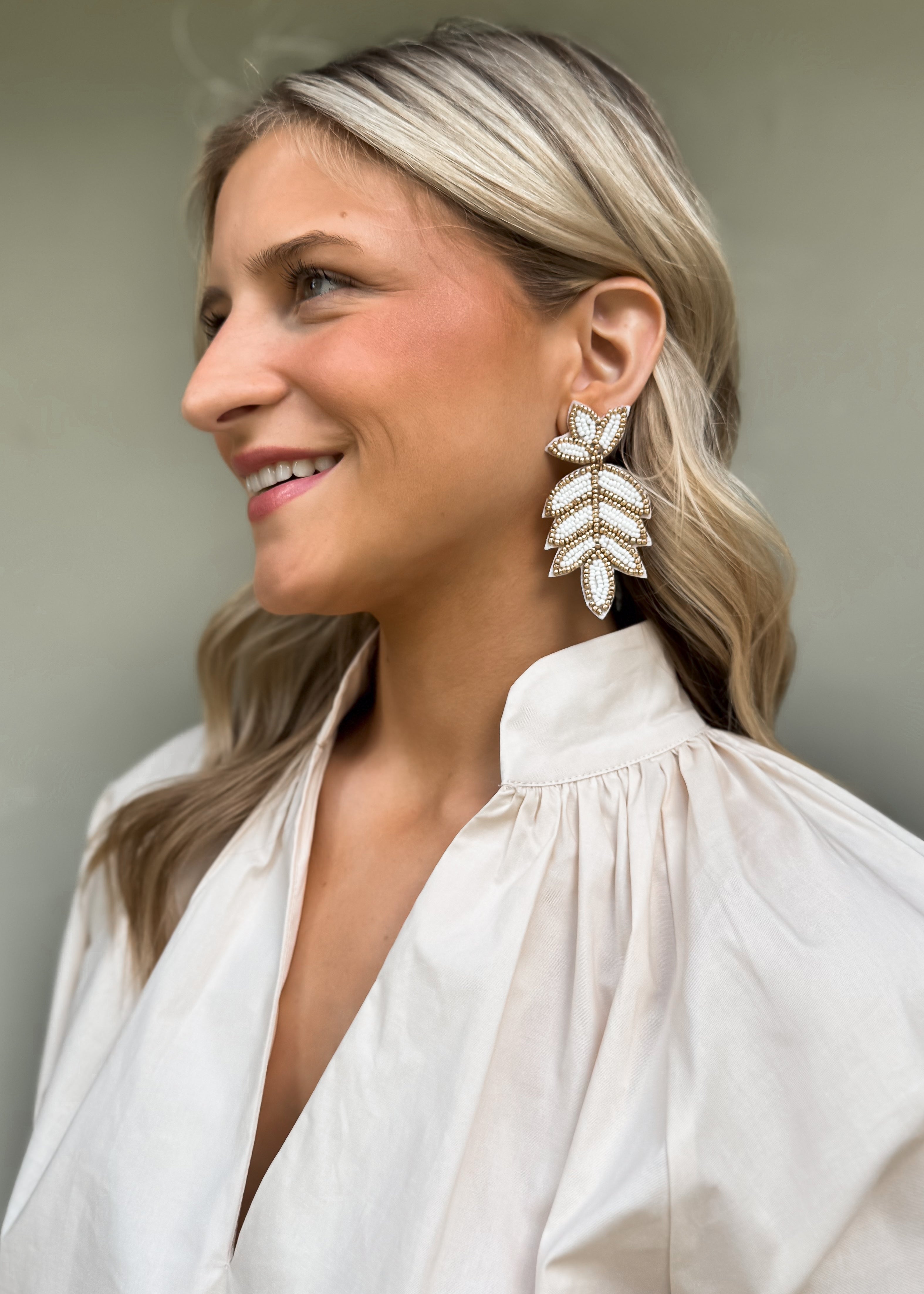 Pierce + Hide: White Fleur De Lis Earrings