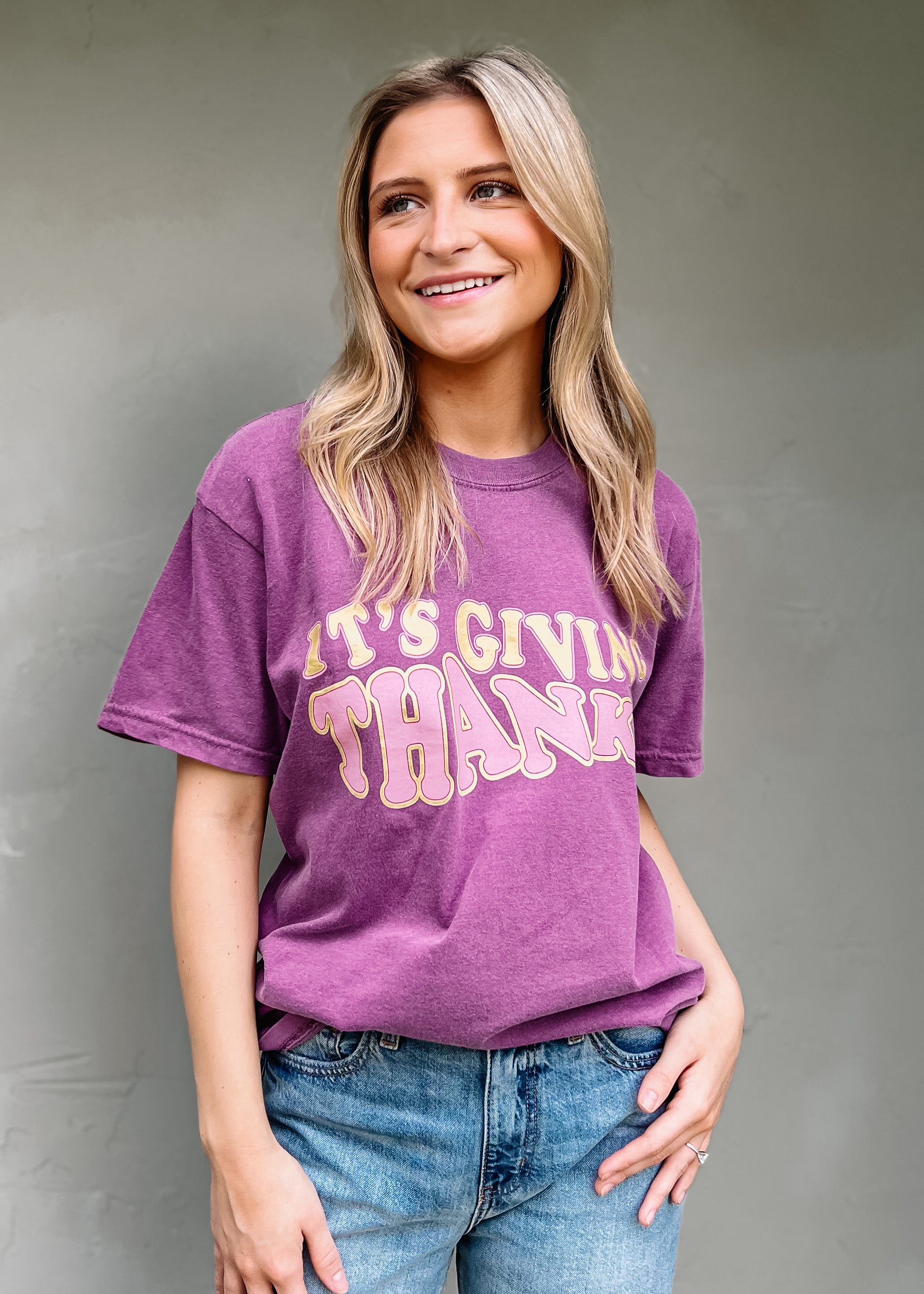 Charlie Southern: It's Giving Thanks Graphic Tee, Burgundy