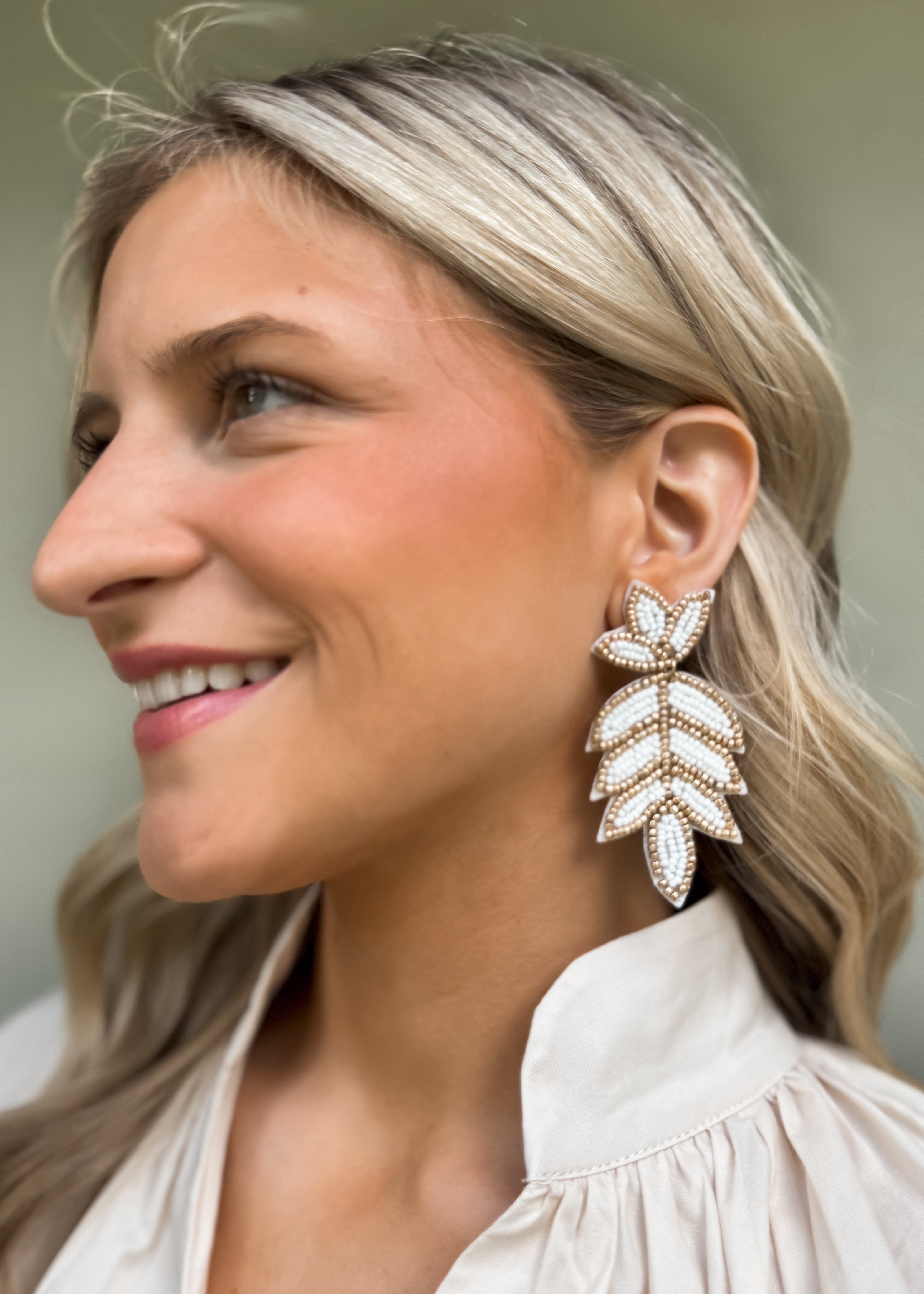 Pierce + Hide: White Fleur De Lis Earrings