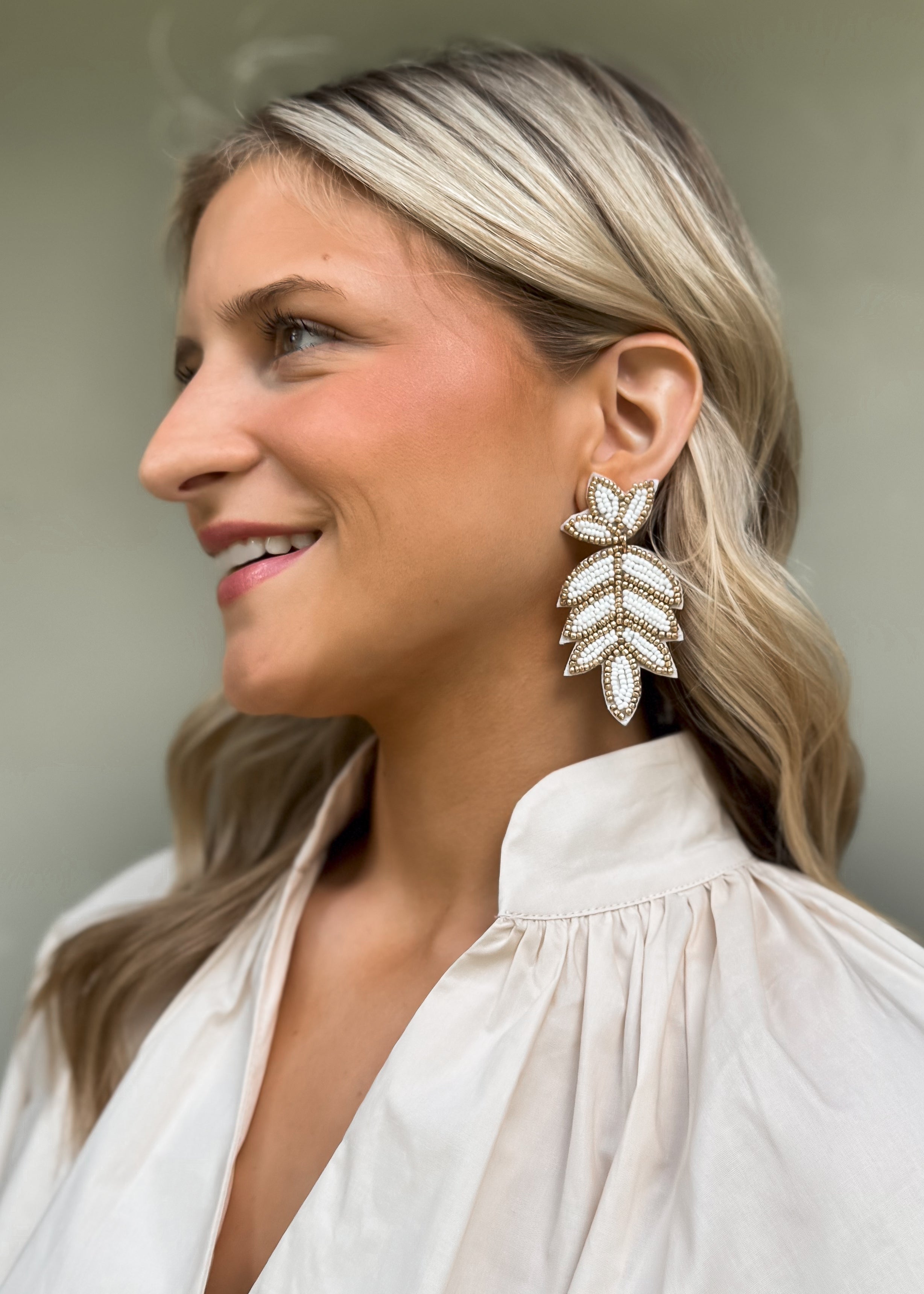 Pierce + Hide: White Fleur De Lis Earrings