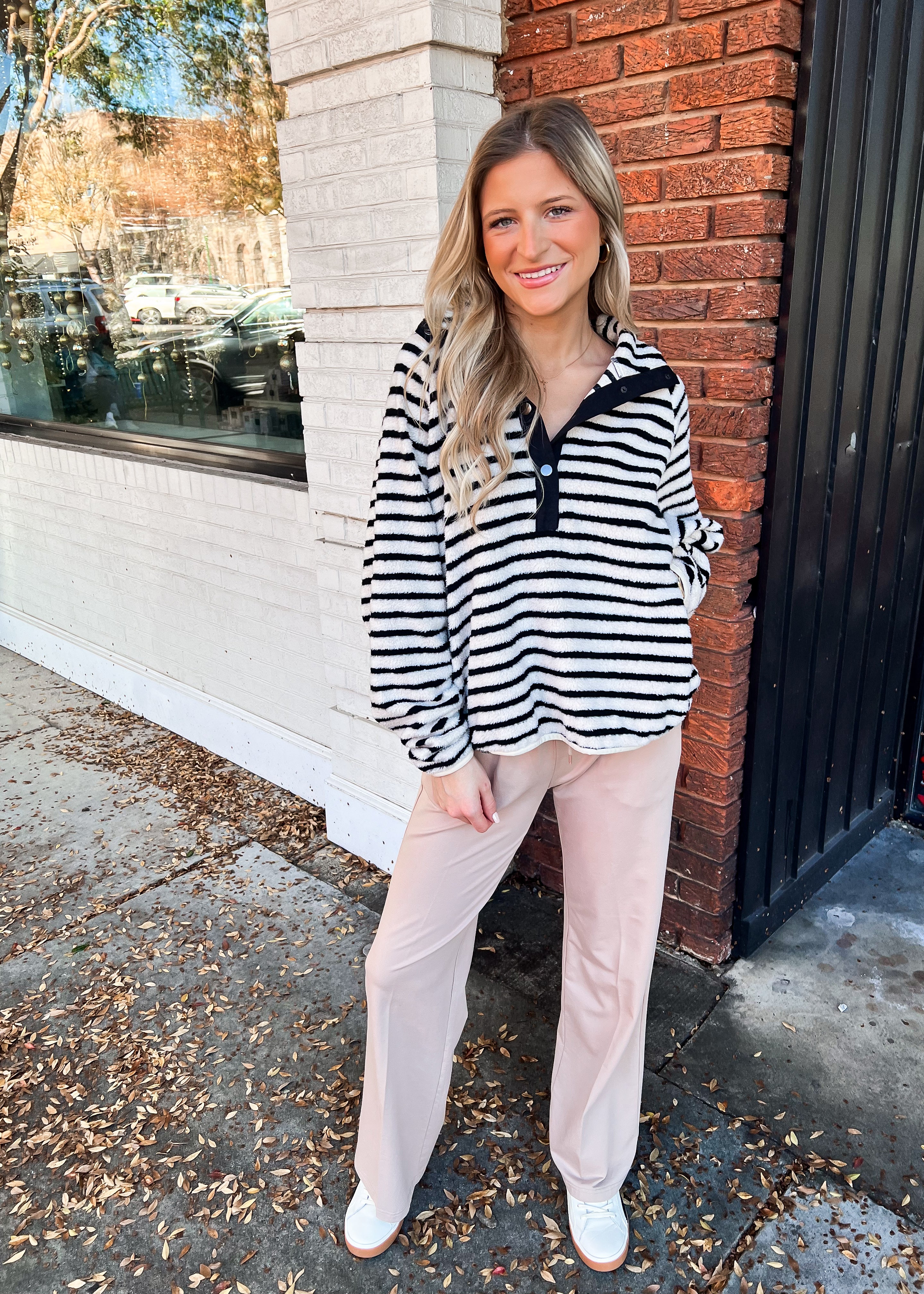 Black and White Striped Pullover