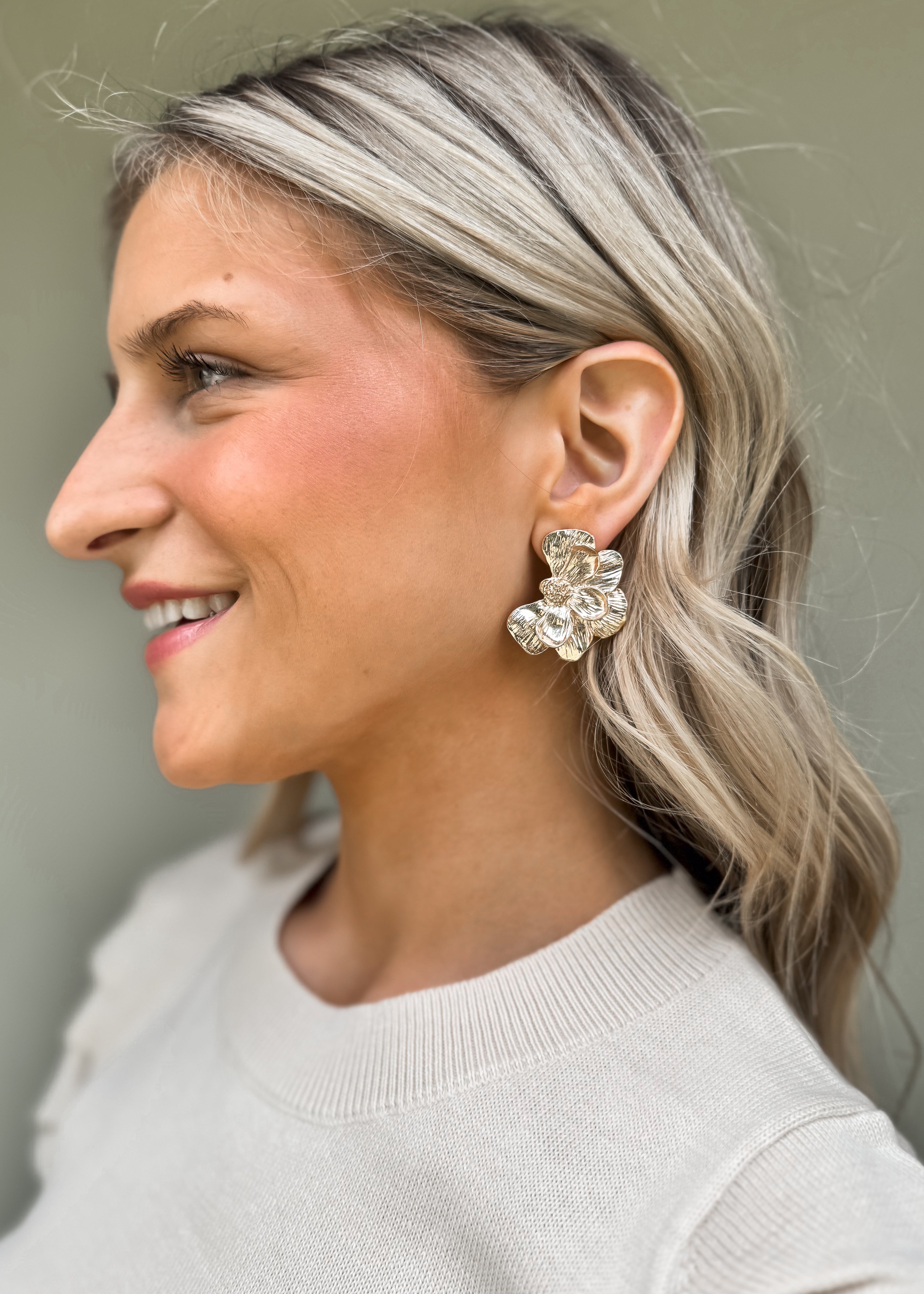 Pierce + Hide: Gold Textured Petal Earring