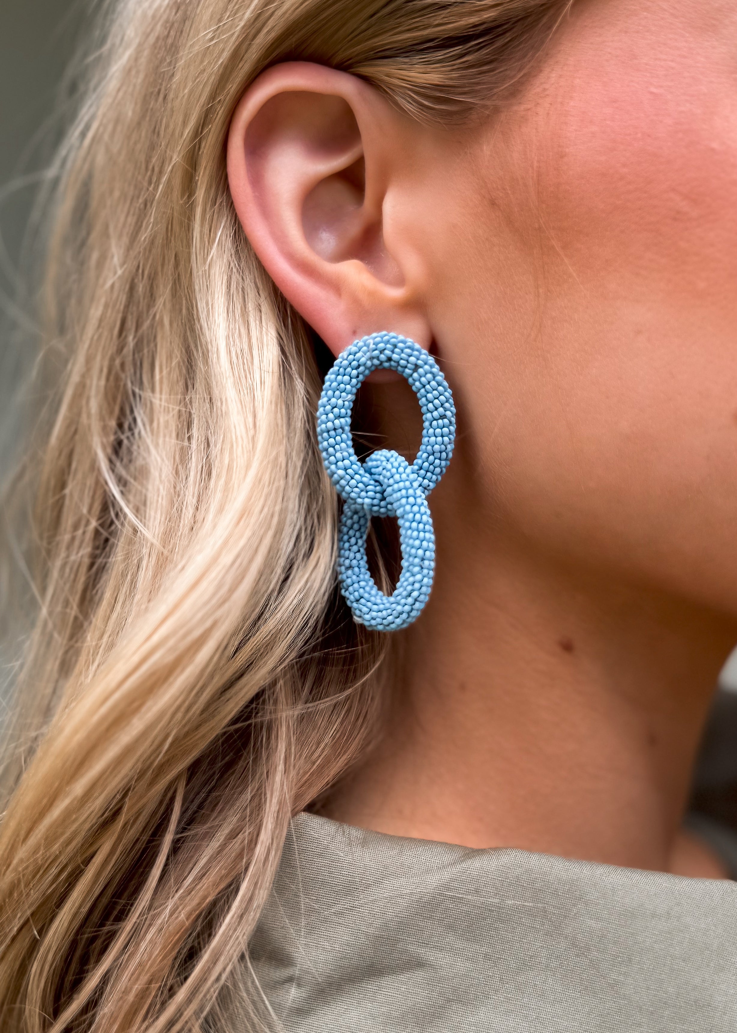 Pierce + Hide: Carolina Blue Beaded Link Earring