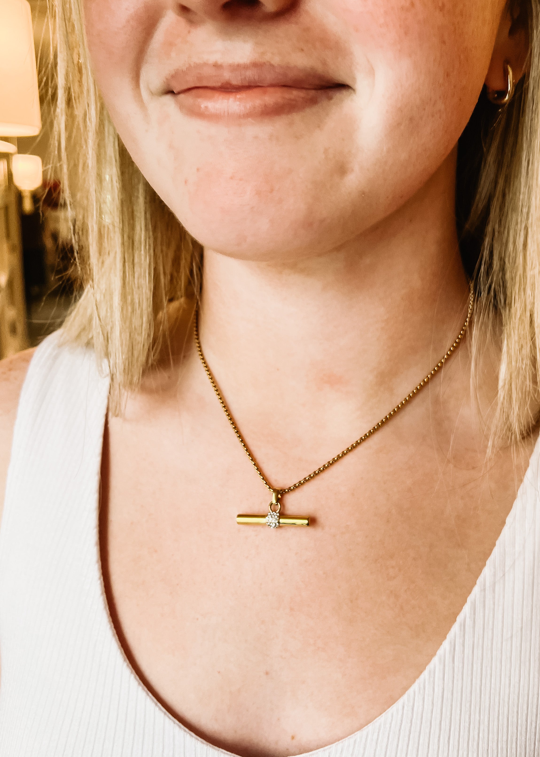 T Bar Drop Necklace in Gold | Glassons