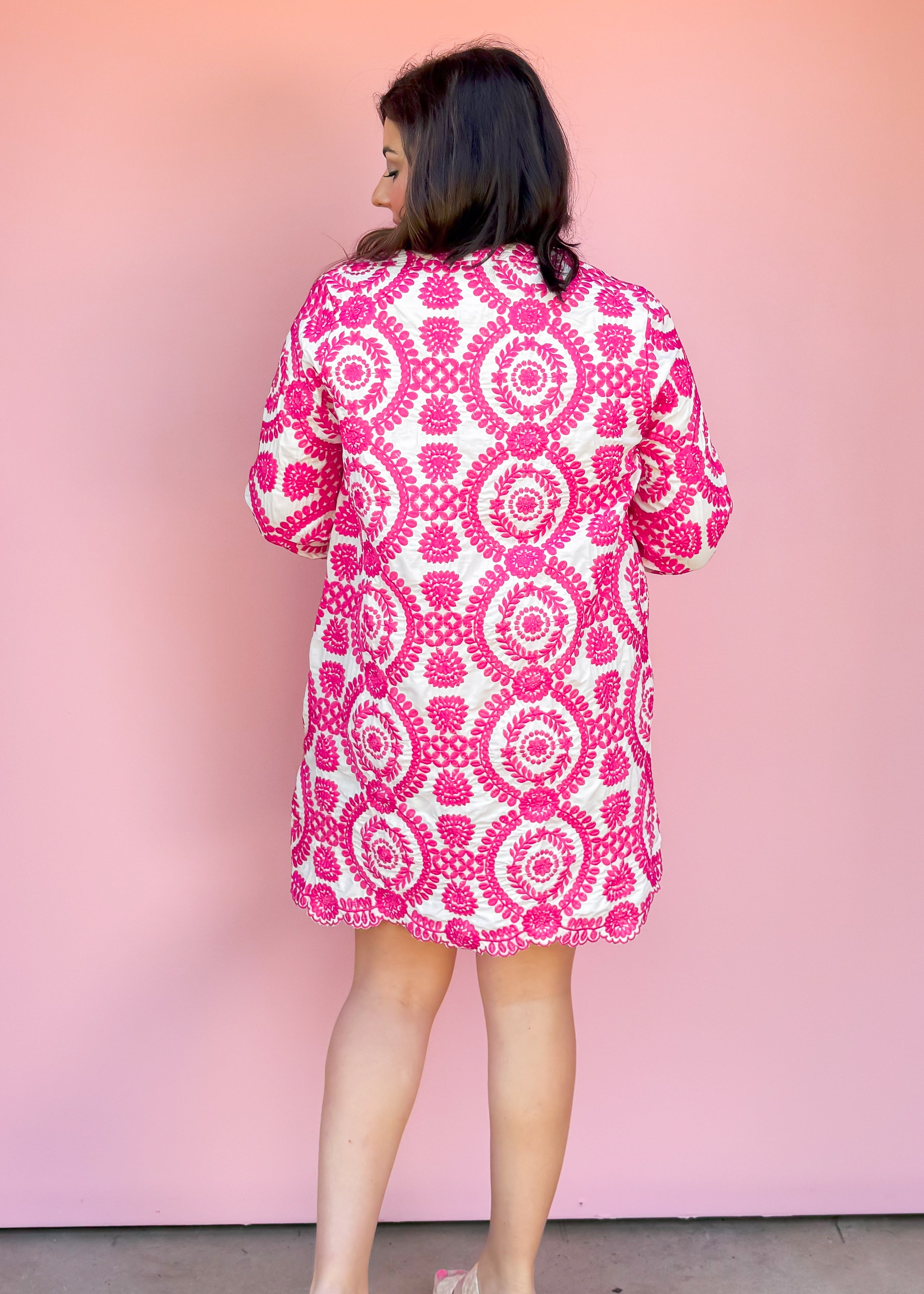 Natalie Embroidered Dress, Pink