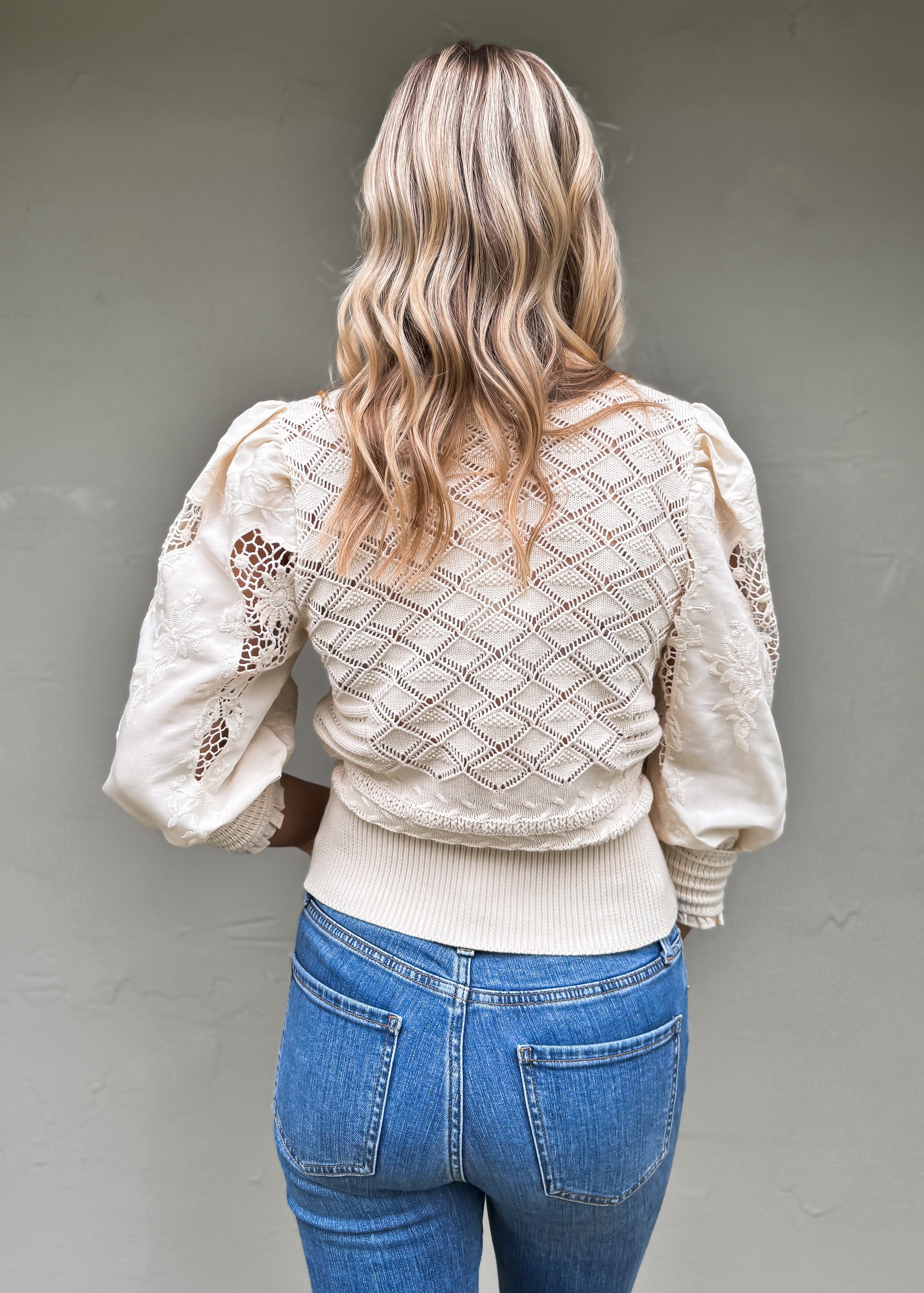 Another Love: Ankara Mesh Cardigan, Vintage Cream