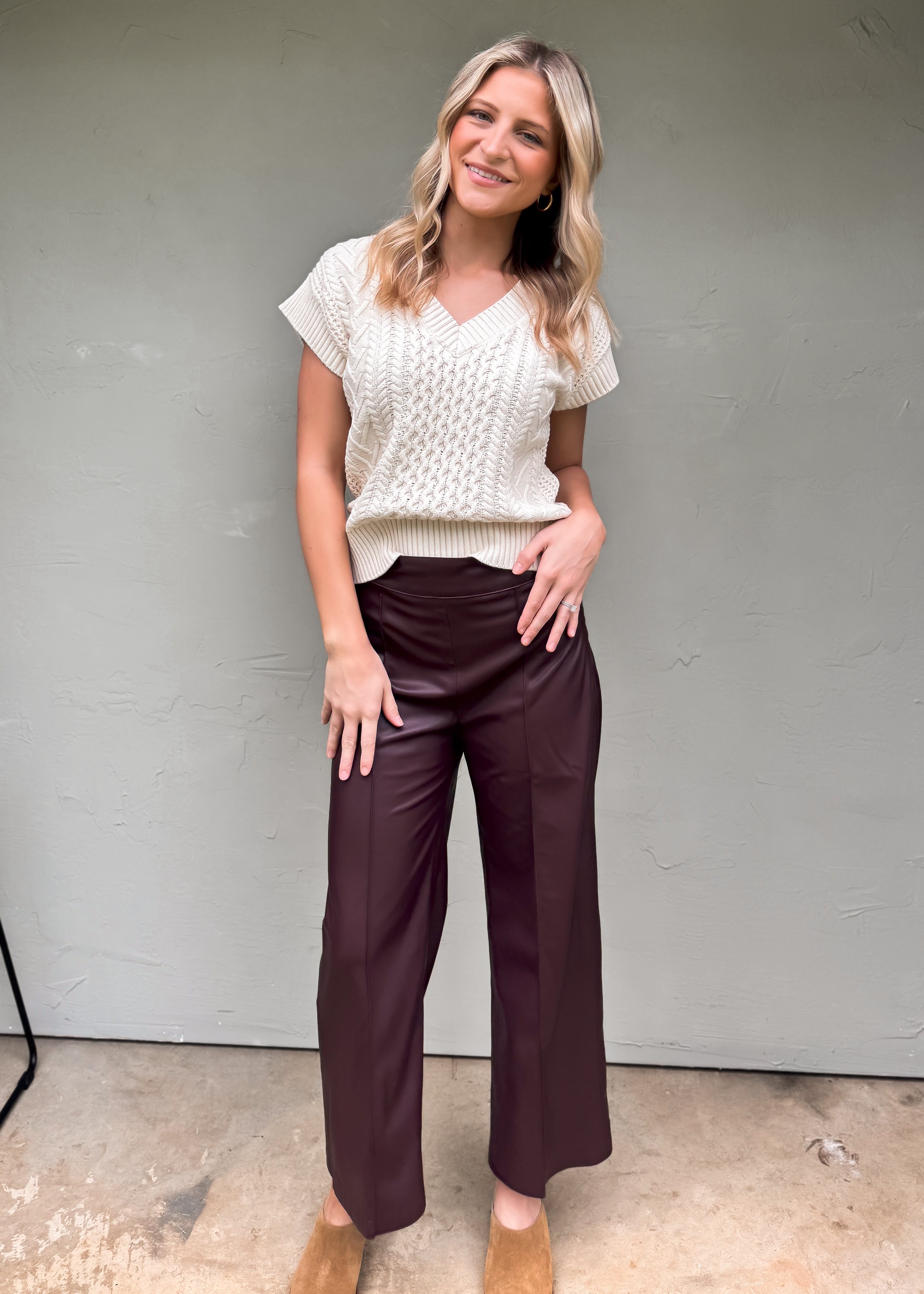 Another Love: Sparkle Wide Leg Cropped Pant, Compote