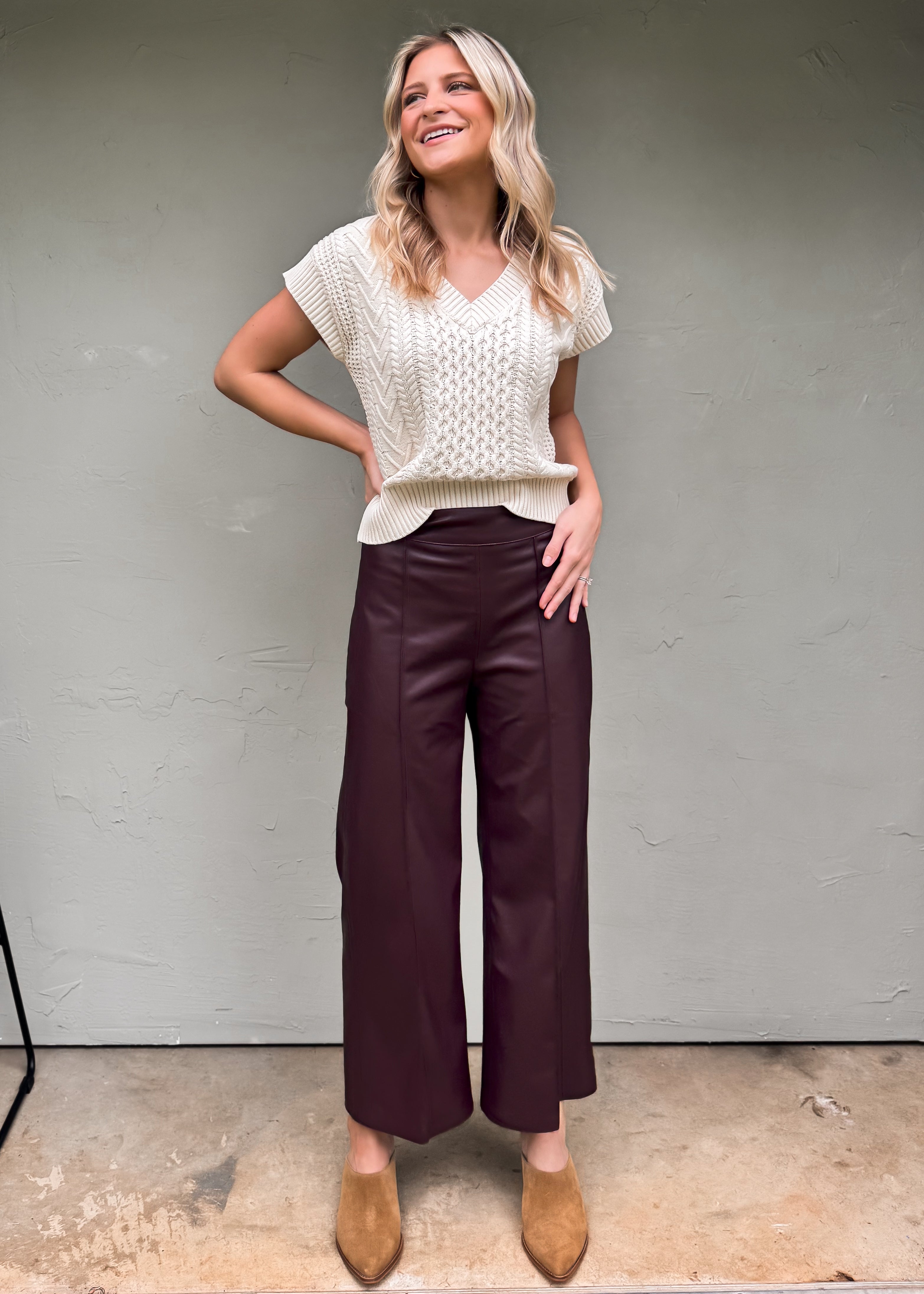 Another Love: Sparkle Wide Leg Cropped Pant, Compote