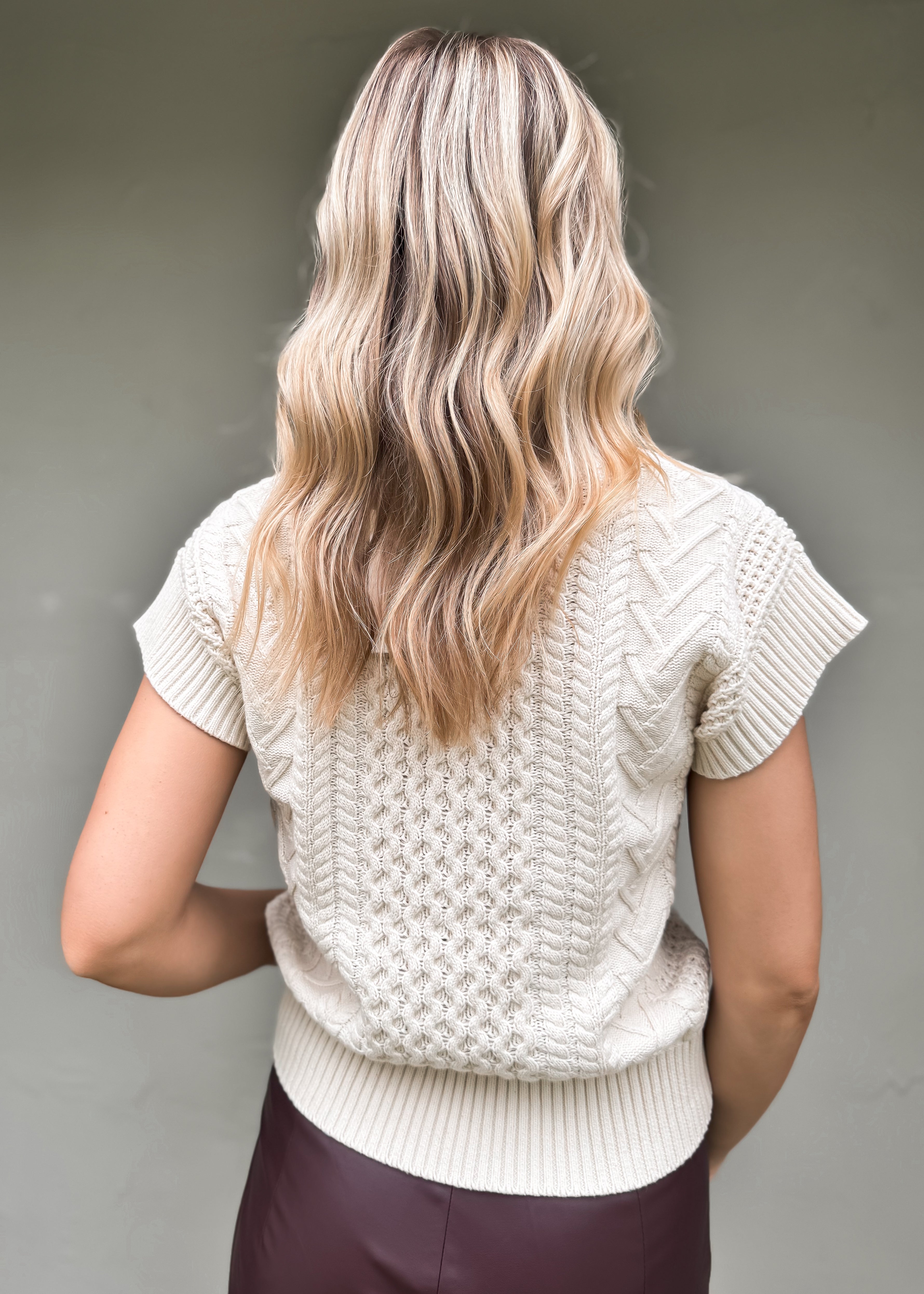 Another Love: Scout Cable Knit Sweater Vest, Vintage Cream