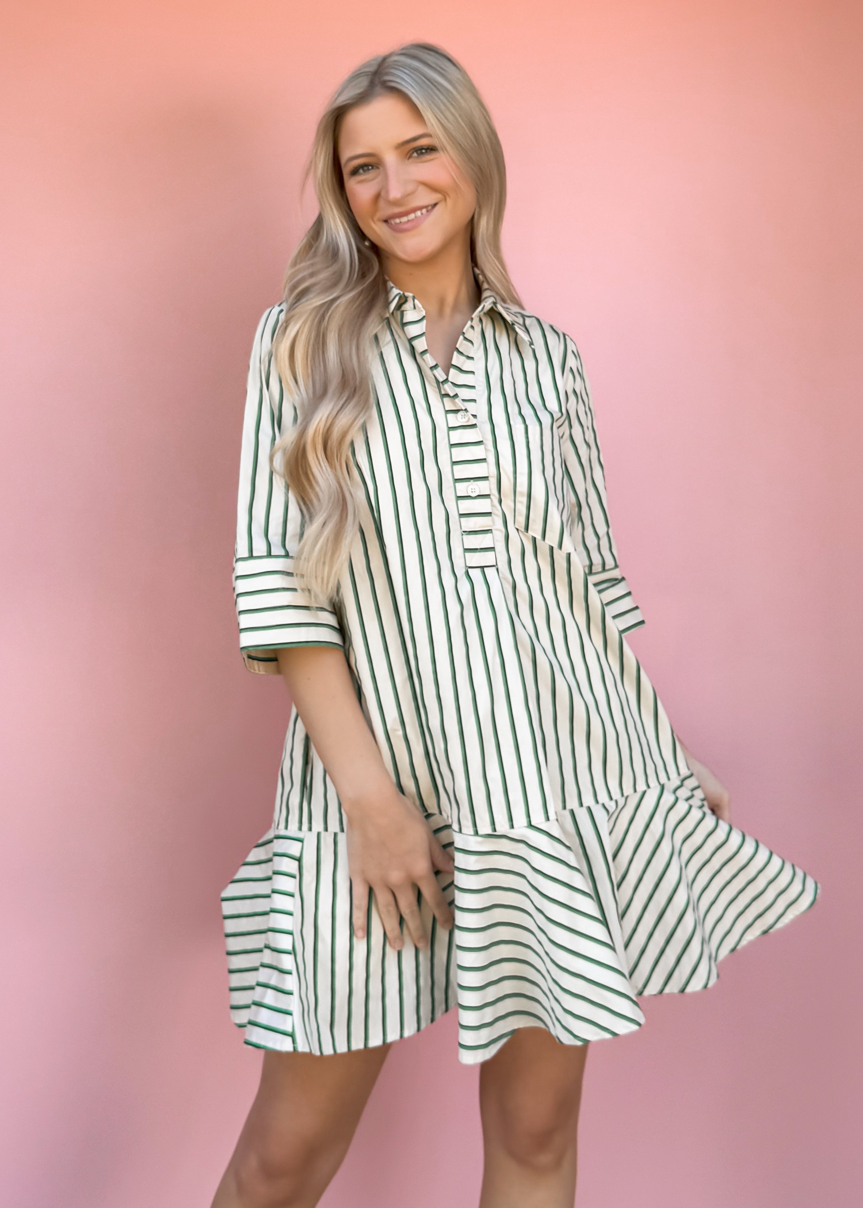 Tasha Striped Shirt Dress
