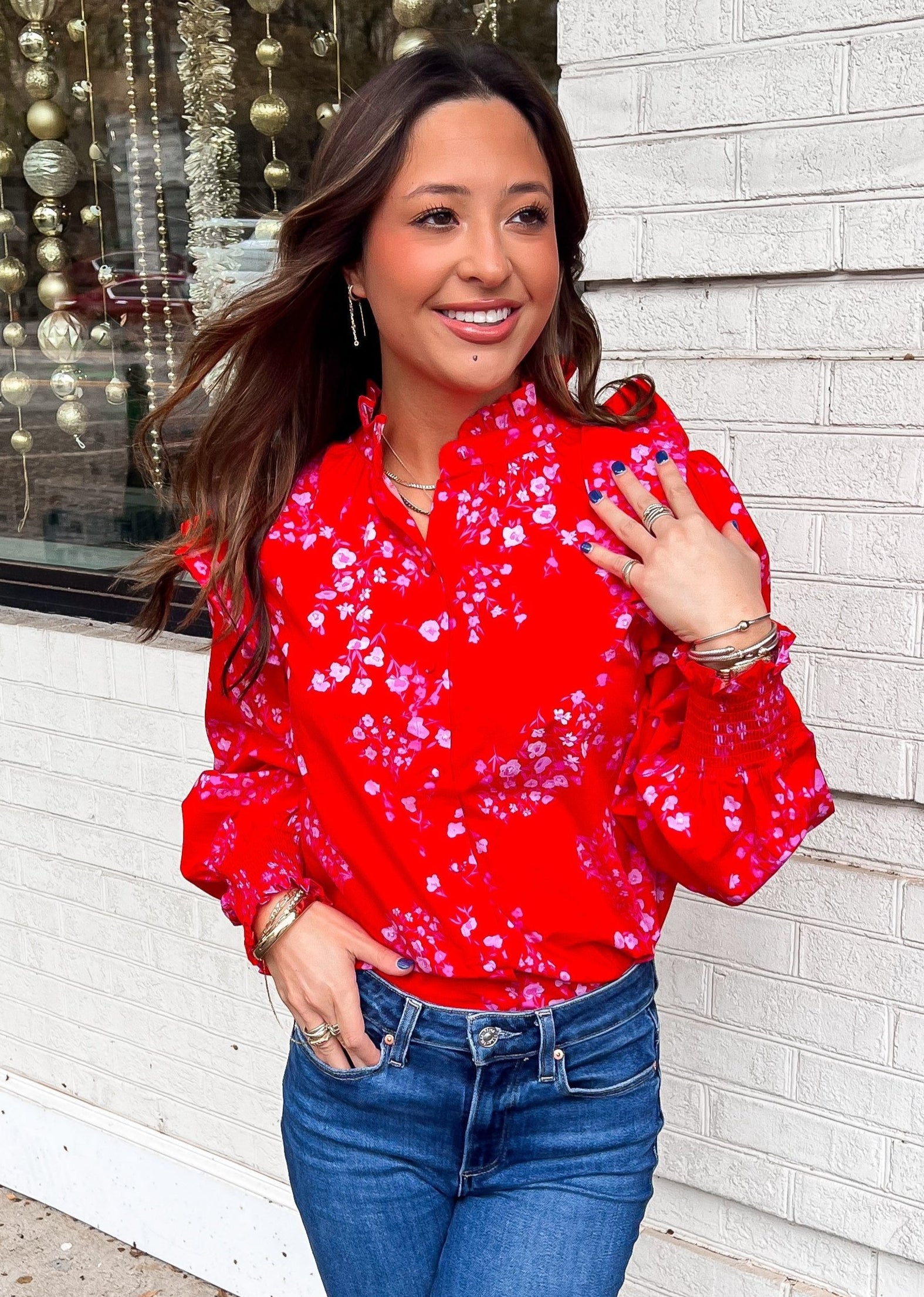 Darlene Floral Button Front Top