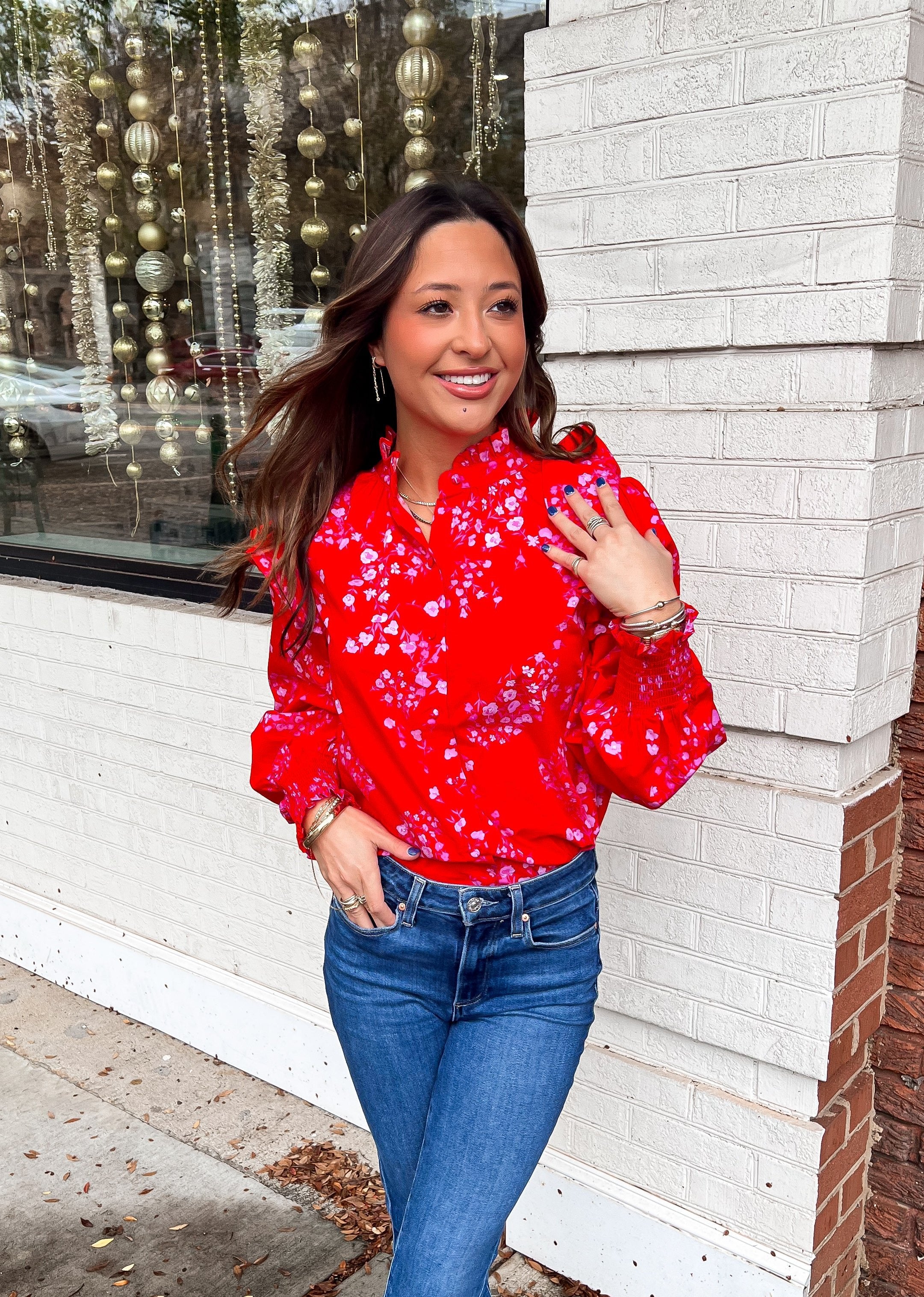 Darlene Floral Button Front Top