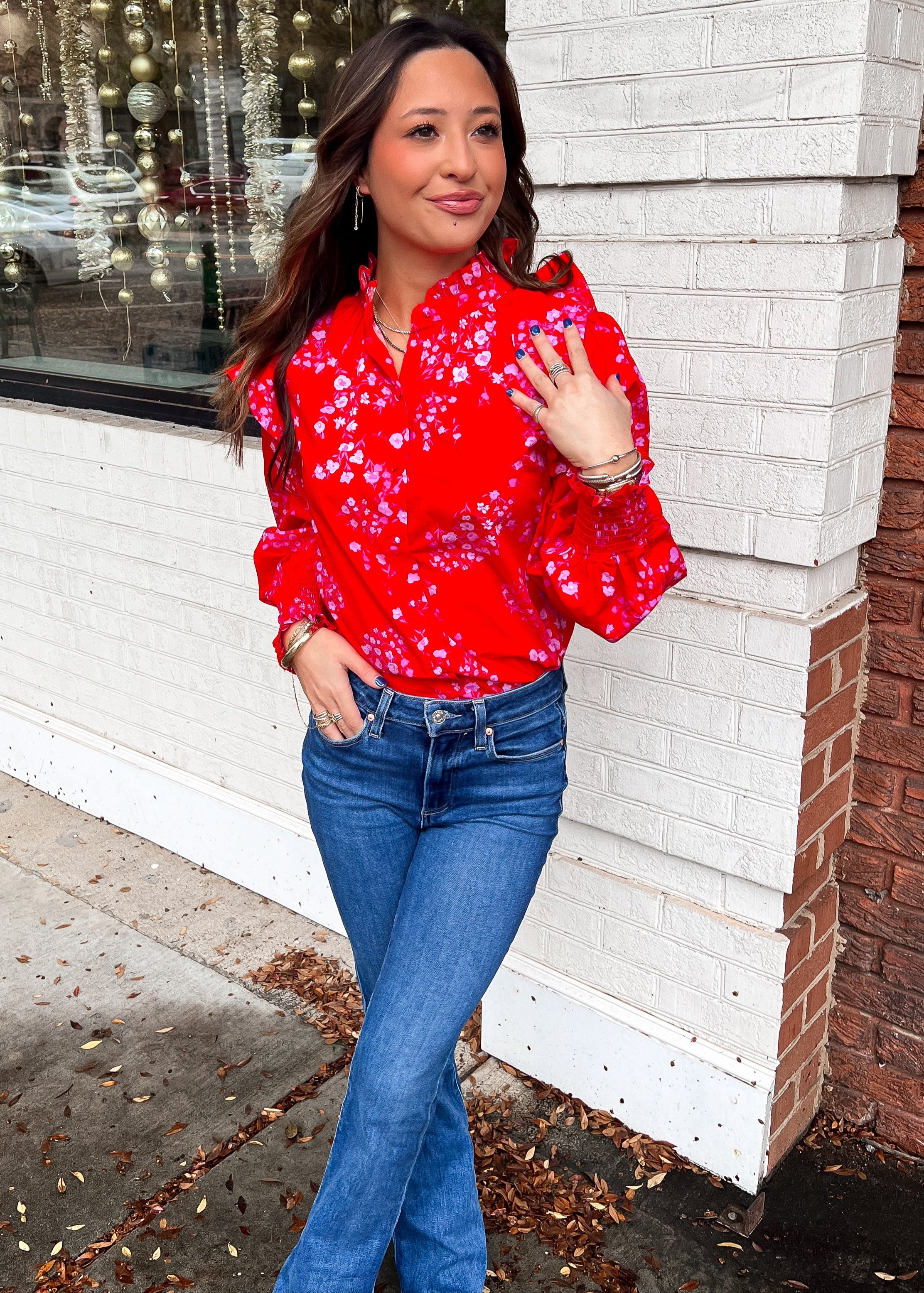 Darlene Floral Button Front Top