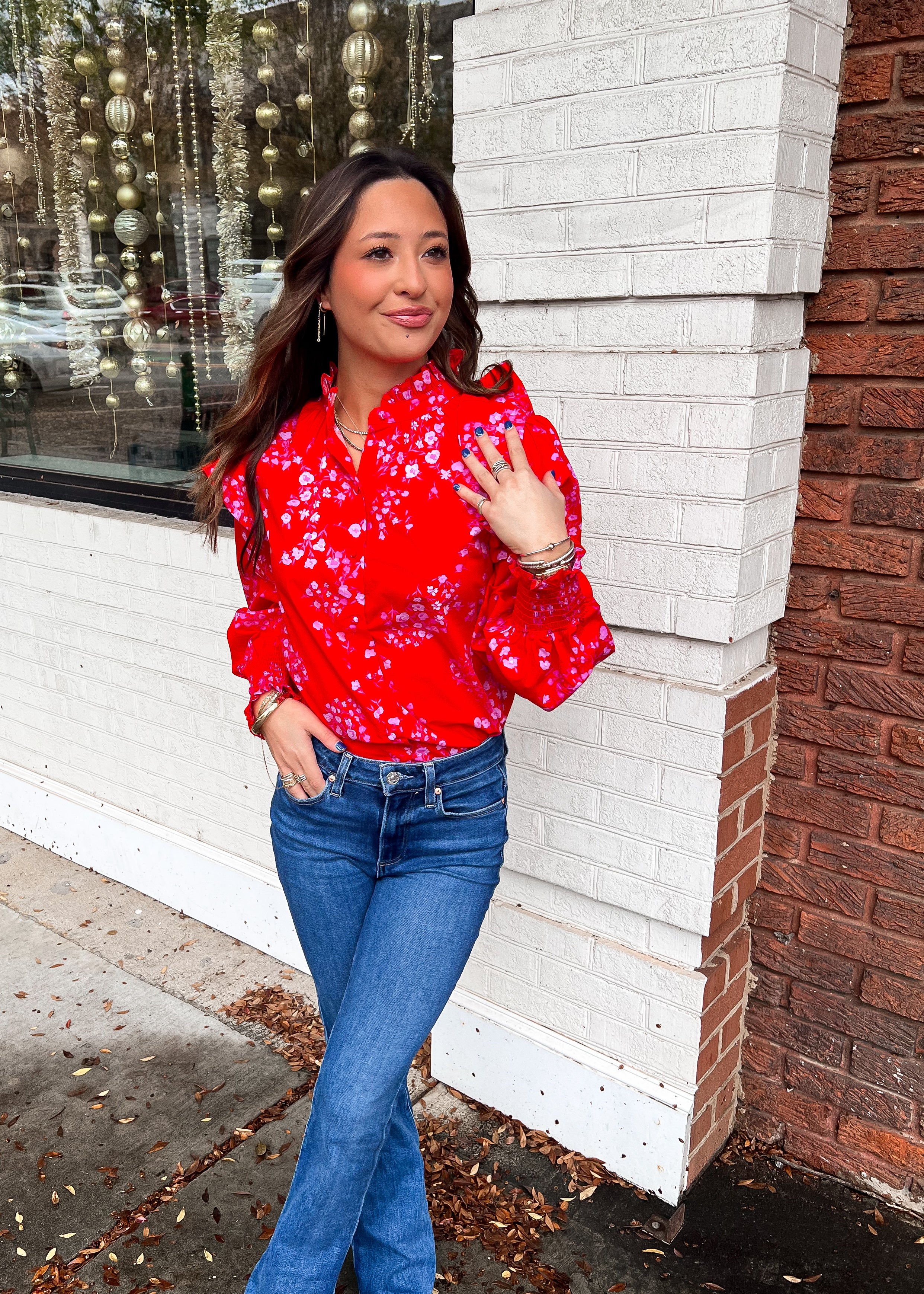 Darlene Floral Button Front Top