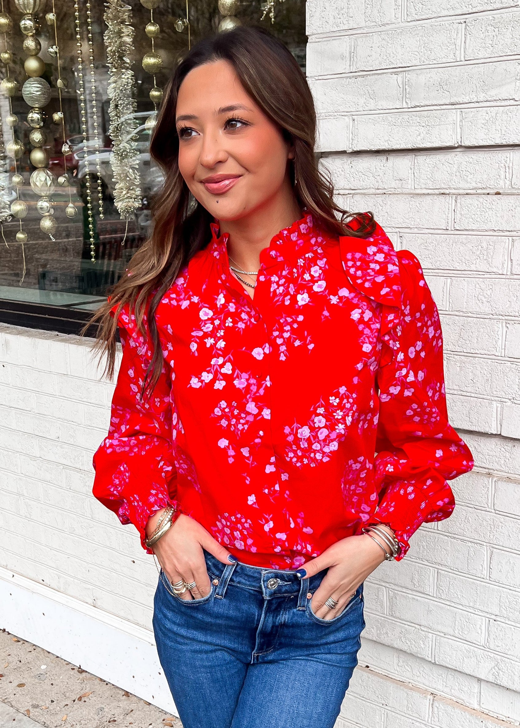 Darlene Floral Button Front Top