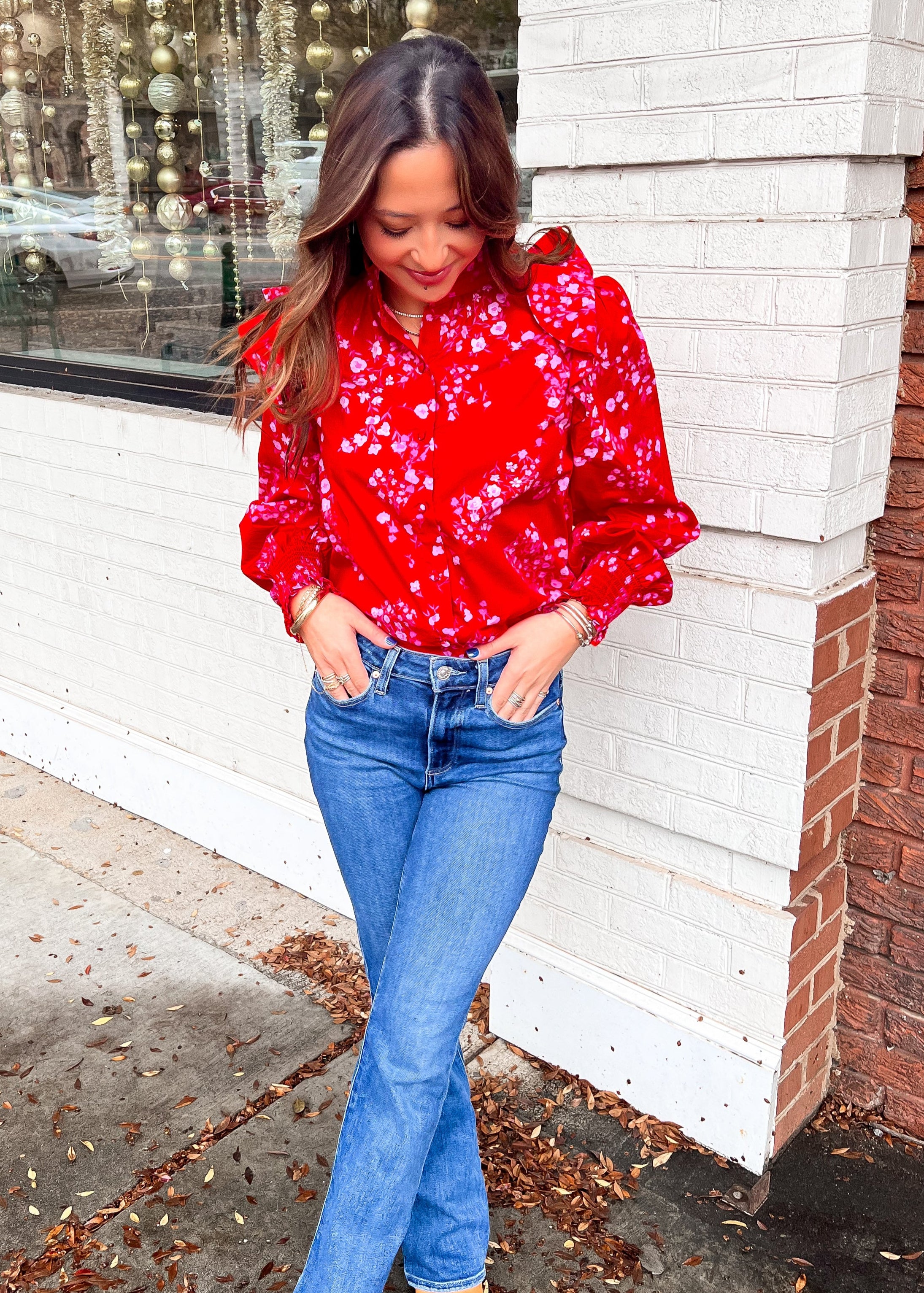 Darlene Floral Button Front Top