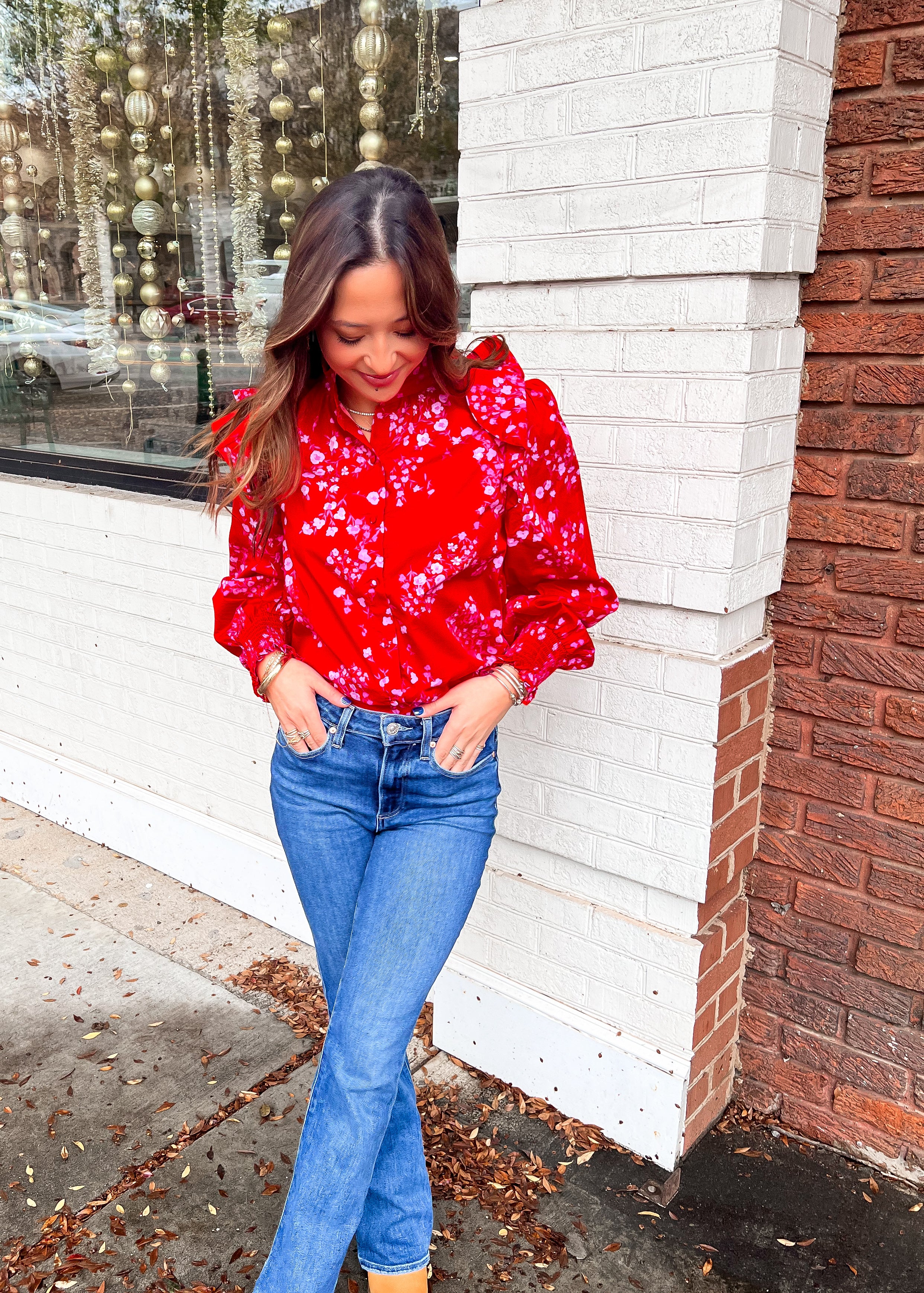 Darlene Floral Button Front Top