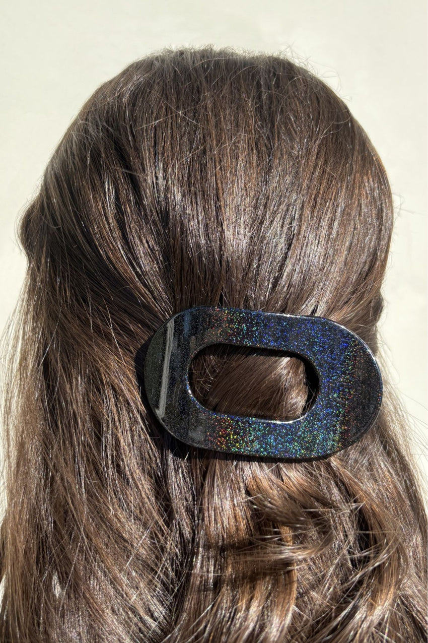 Teleties: Round Flat Small Hair Clip, Midnight Matte