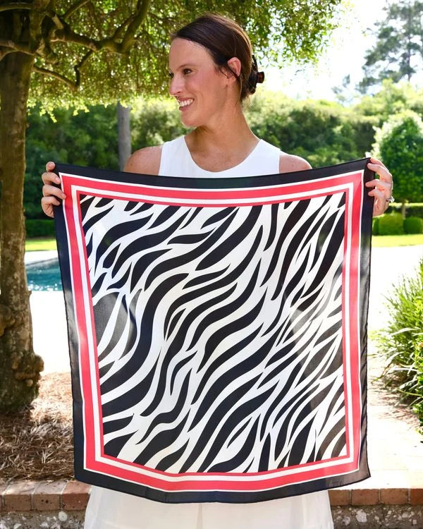Caroline Hill: Harper Red/Black Striped Scarf