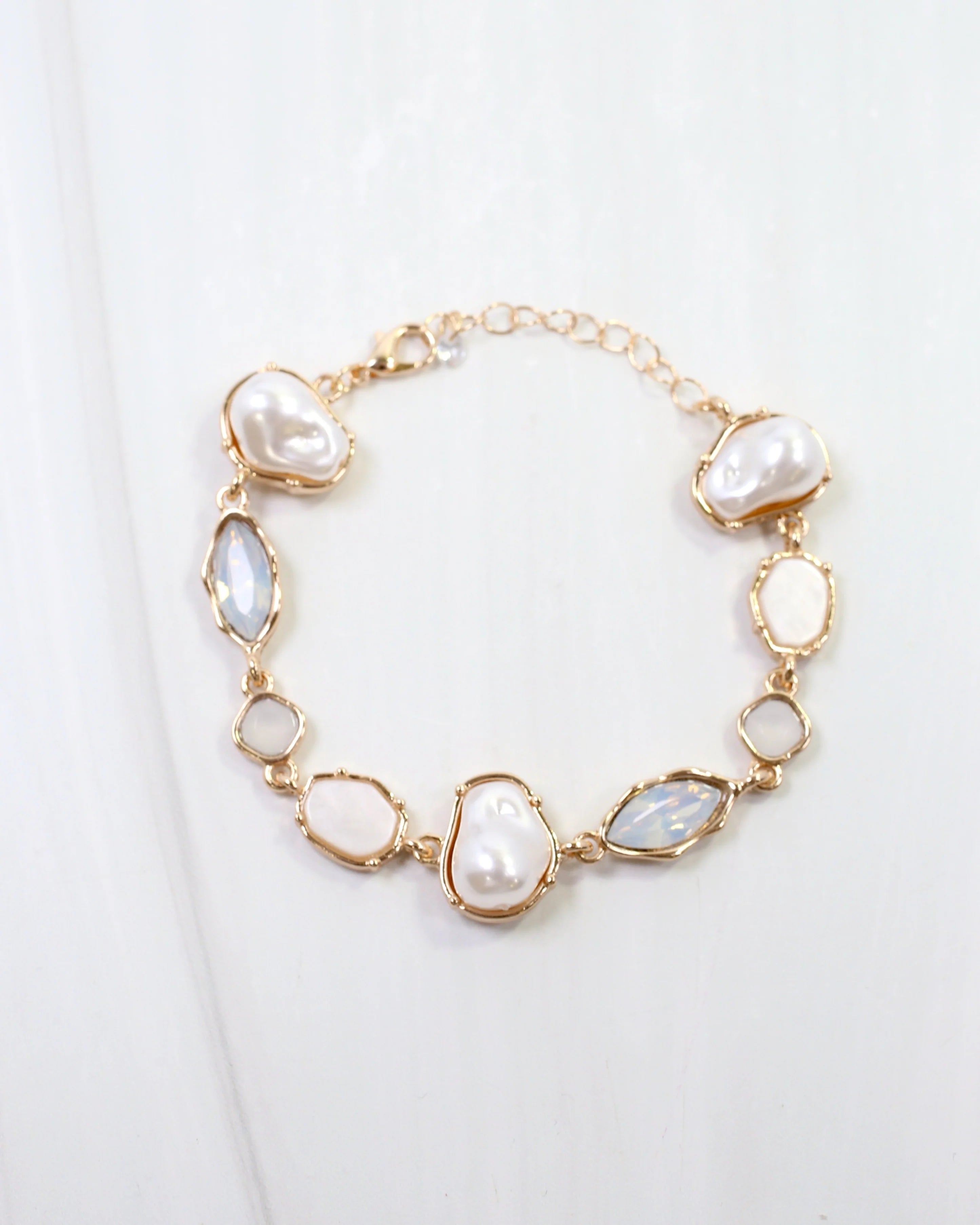 Caroline Hill: Aleia Pearl and Stone Bracelet - Opal