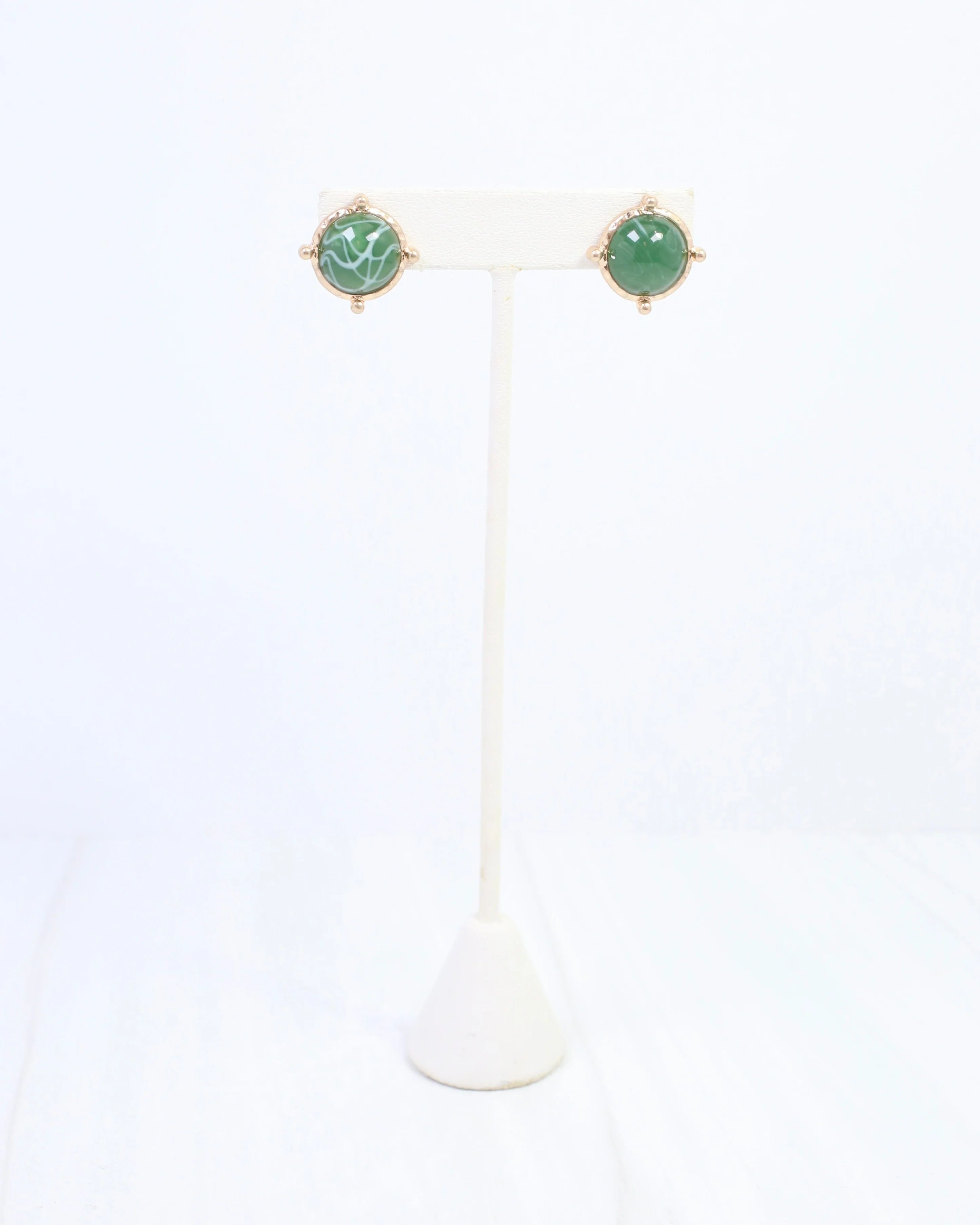 Caroline Hill: Florissant Round Post Earring - Green