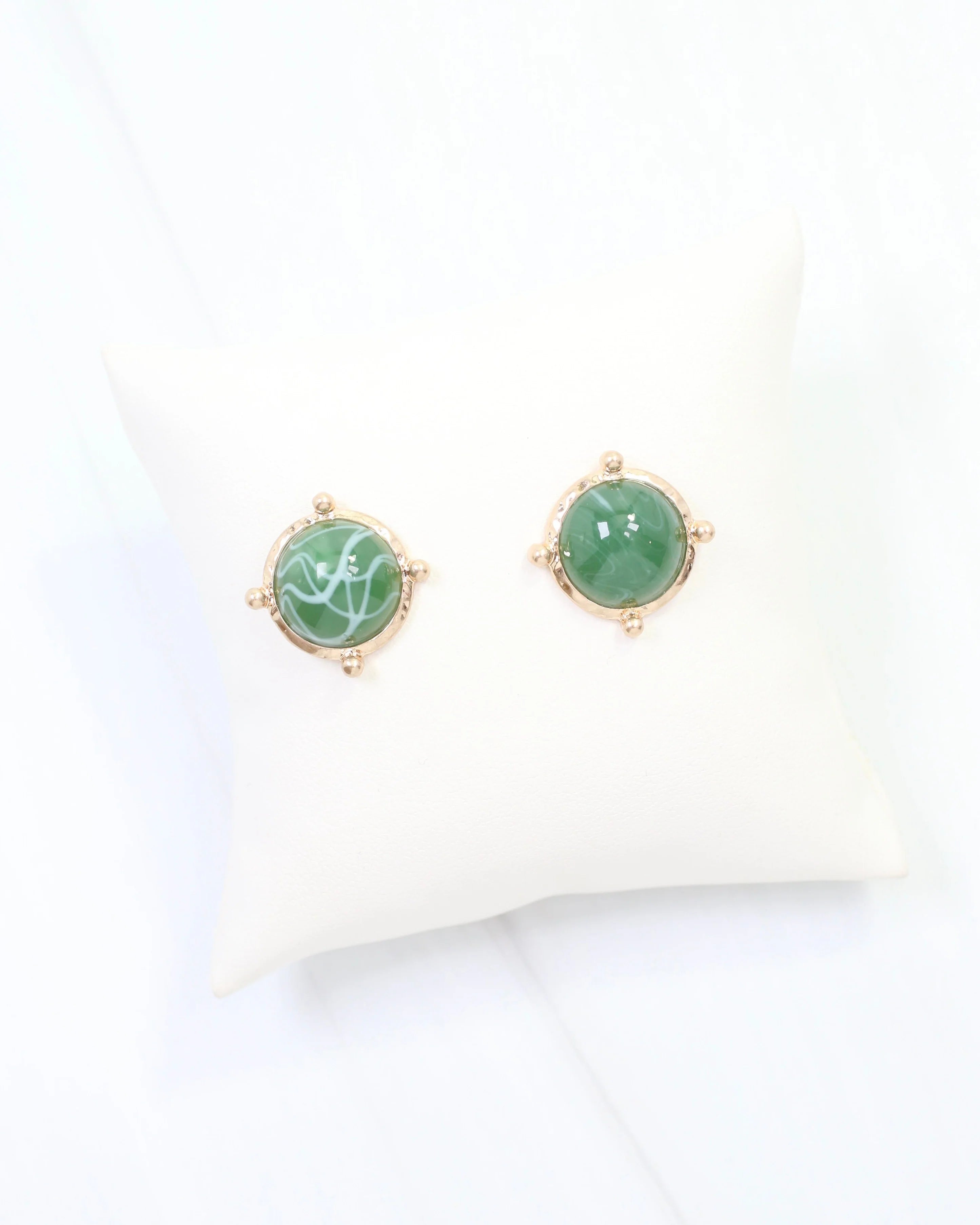 Caroline Hill: Florissant Round Post Earring - Green