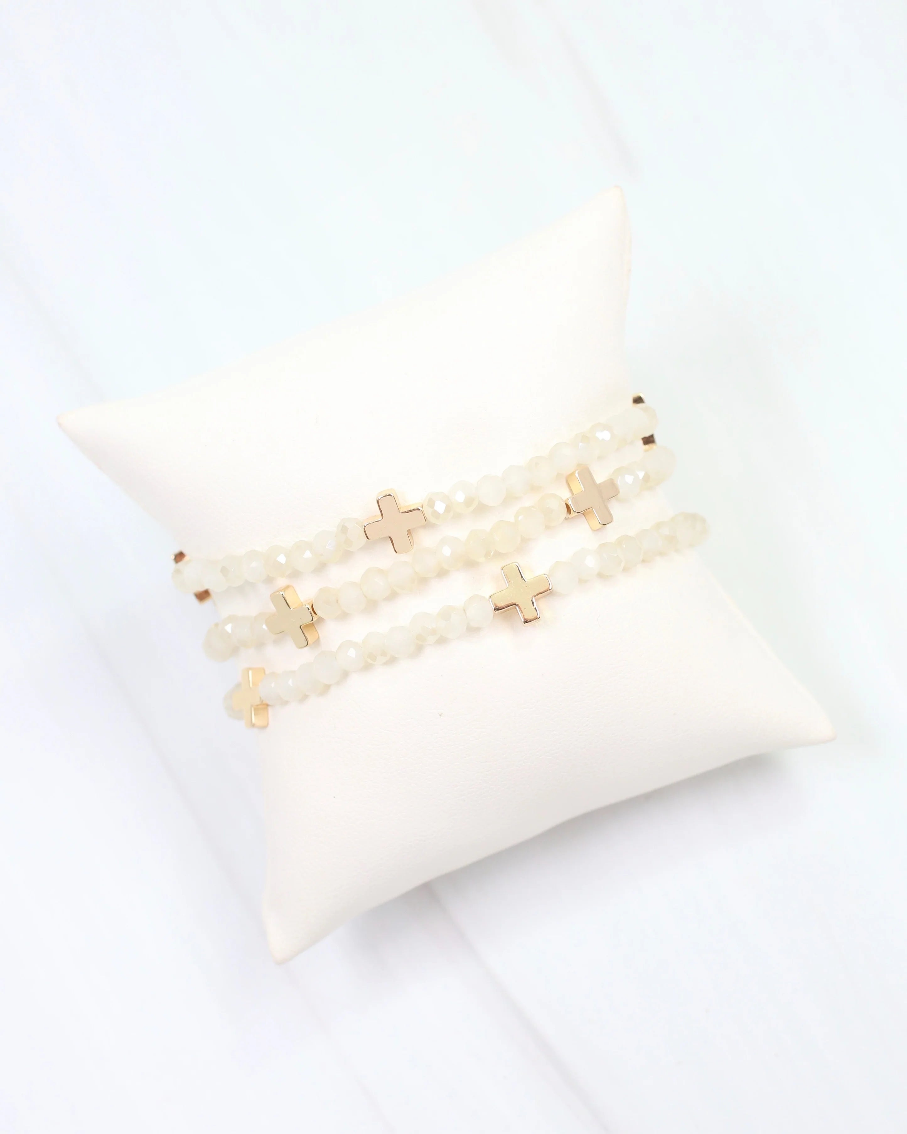 Caroline Hill: Riversprings Cross Ivory Beaded Bracelet Set