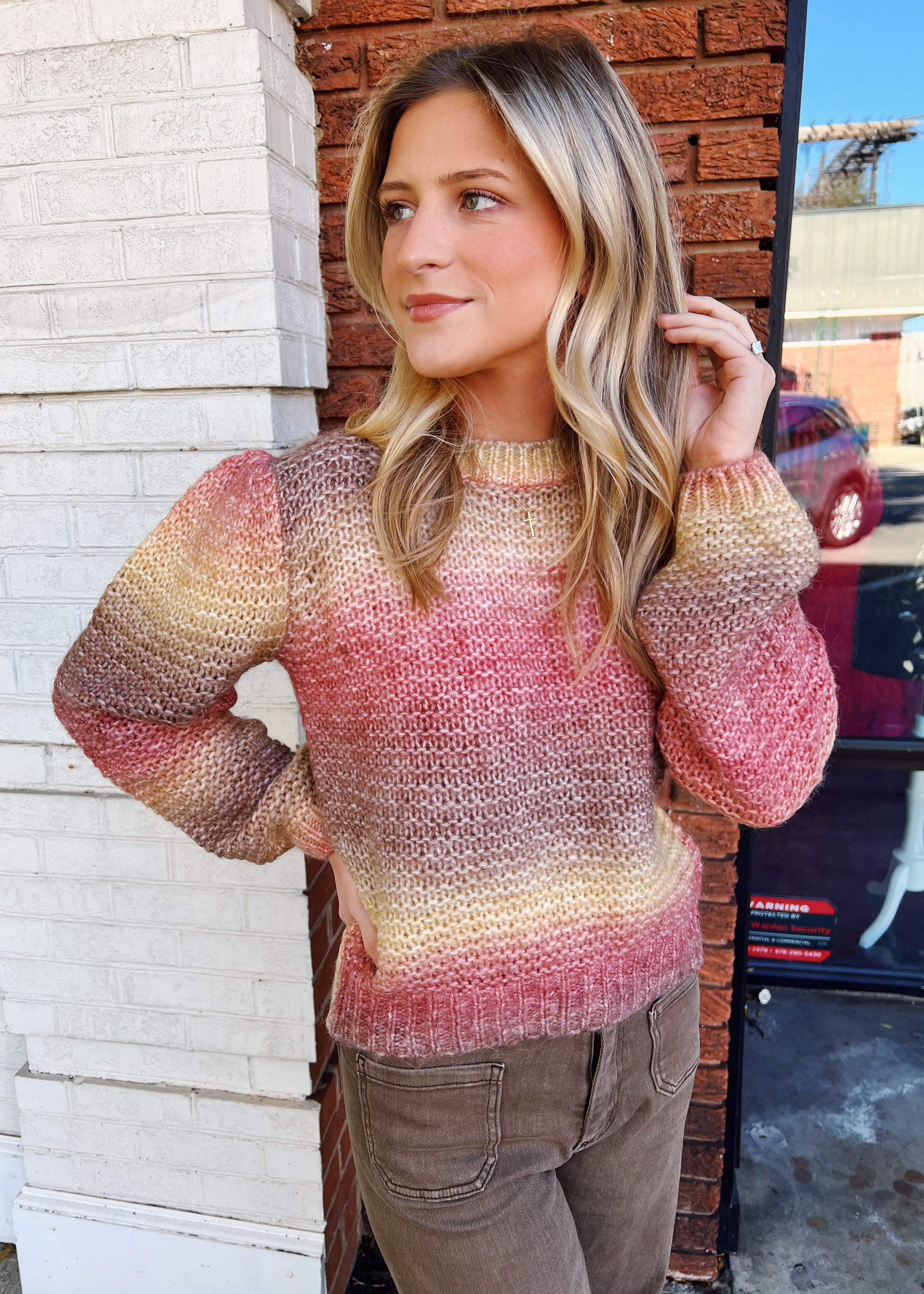 Karlie: Mixed Yarn Crew Sweater