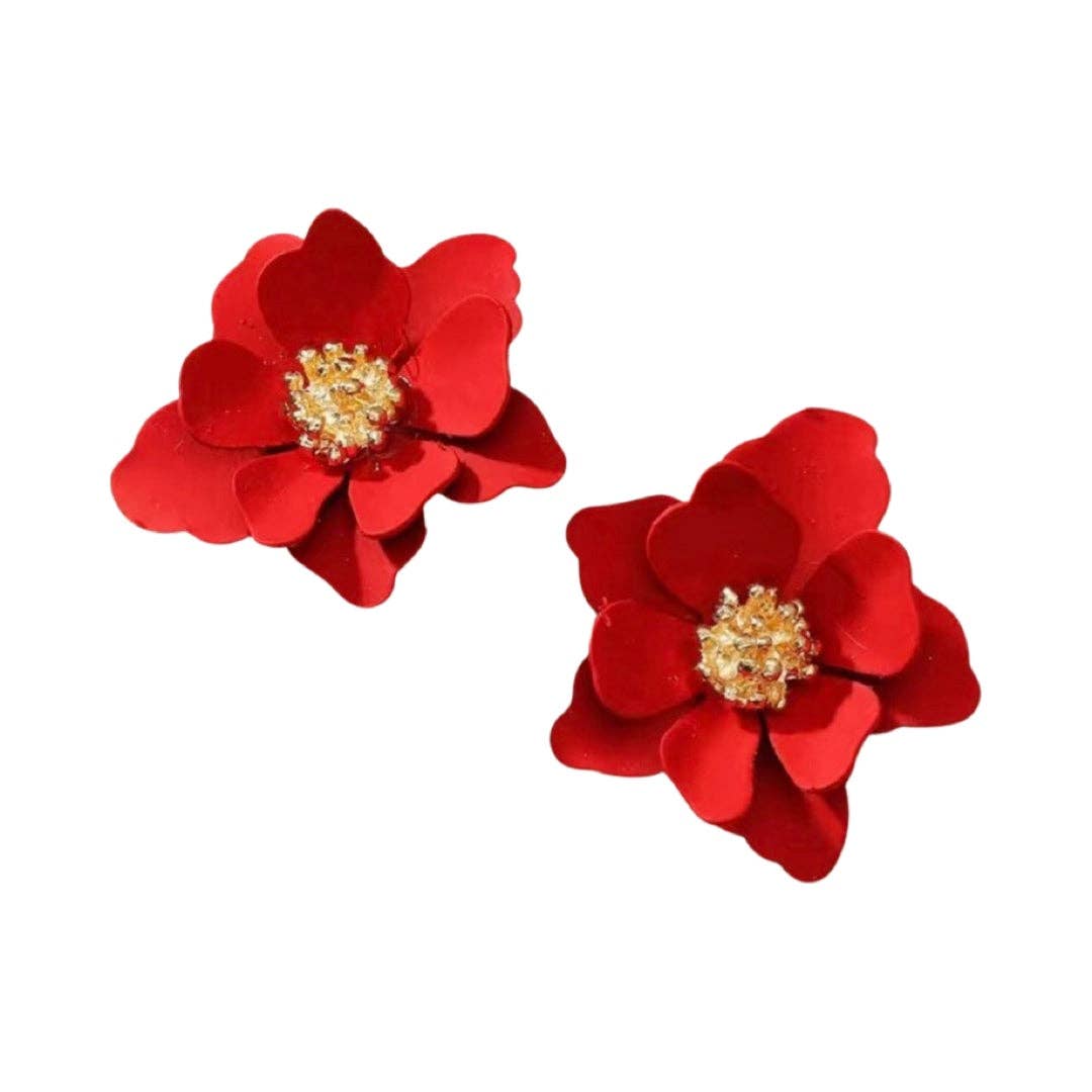 Pierce + Hide: Red Petal Stud Earrings