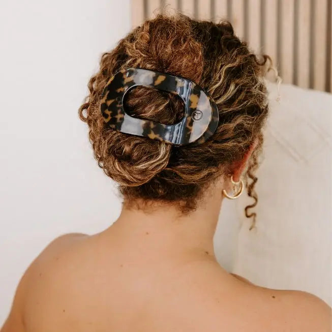 Teleties: Round Flat Large Hair Clip, Tortoise