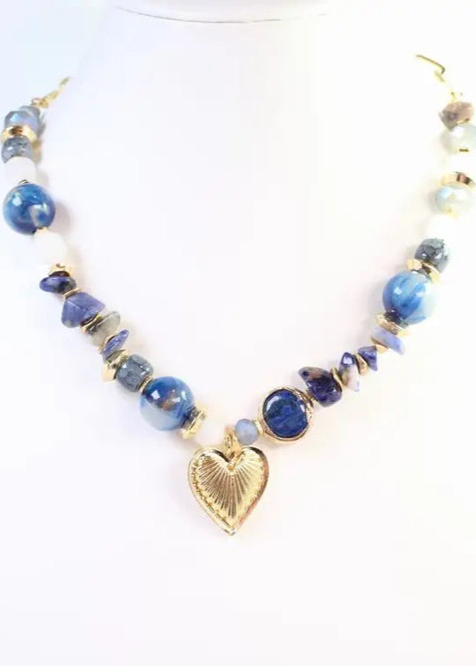 Caroline Hill: Sarasota Blue Stone Charm Necklace