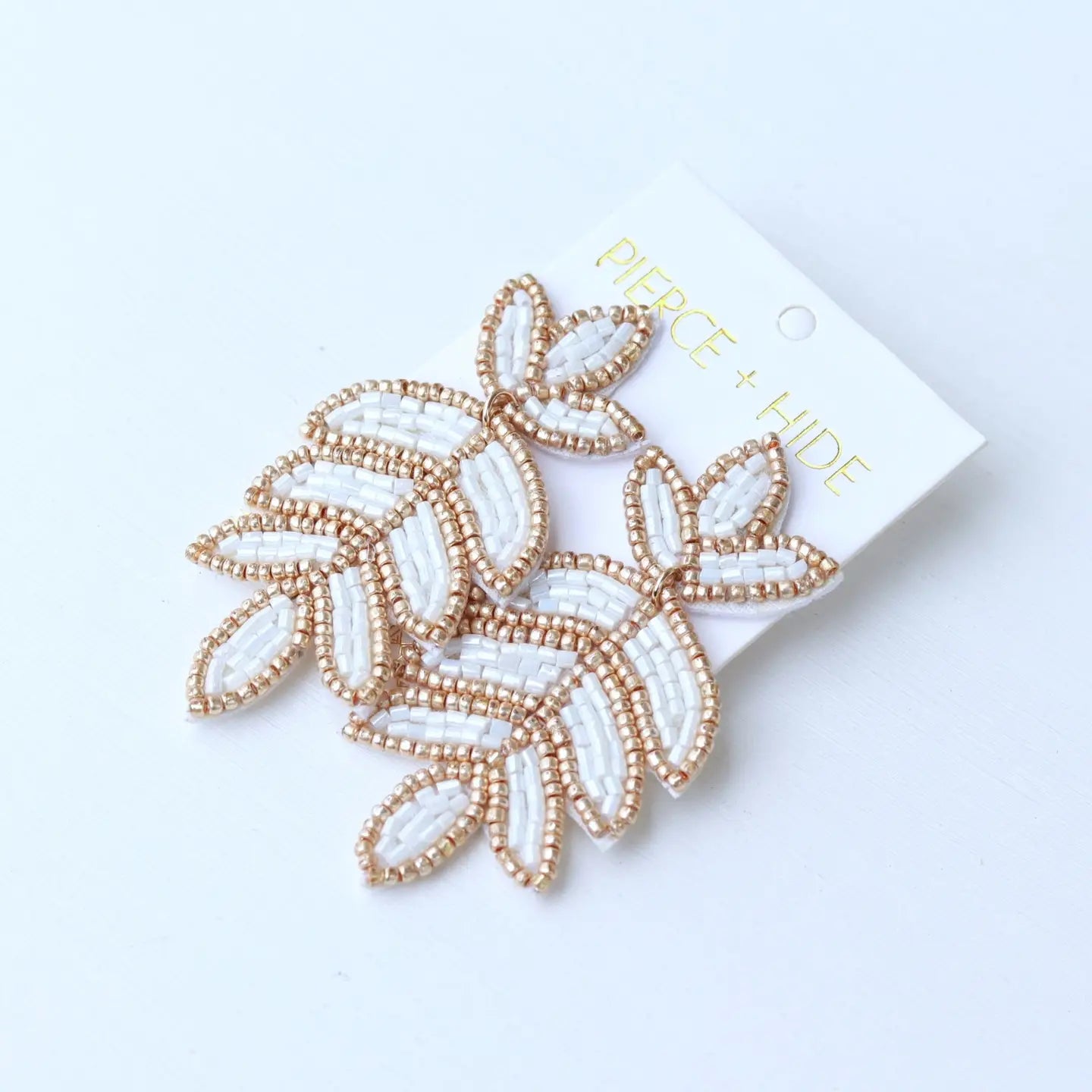 Pierce + Hide: White Leaf Earrings