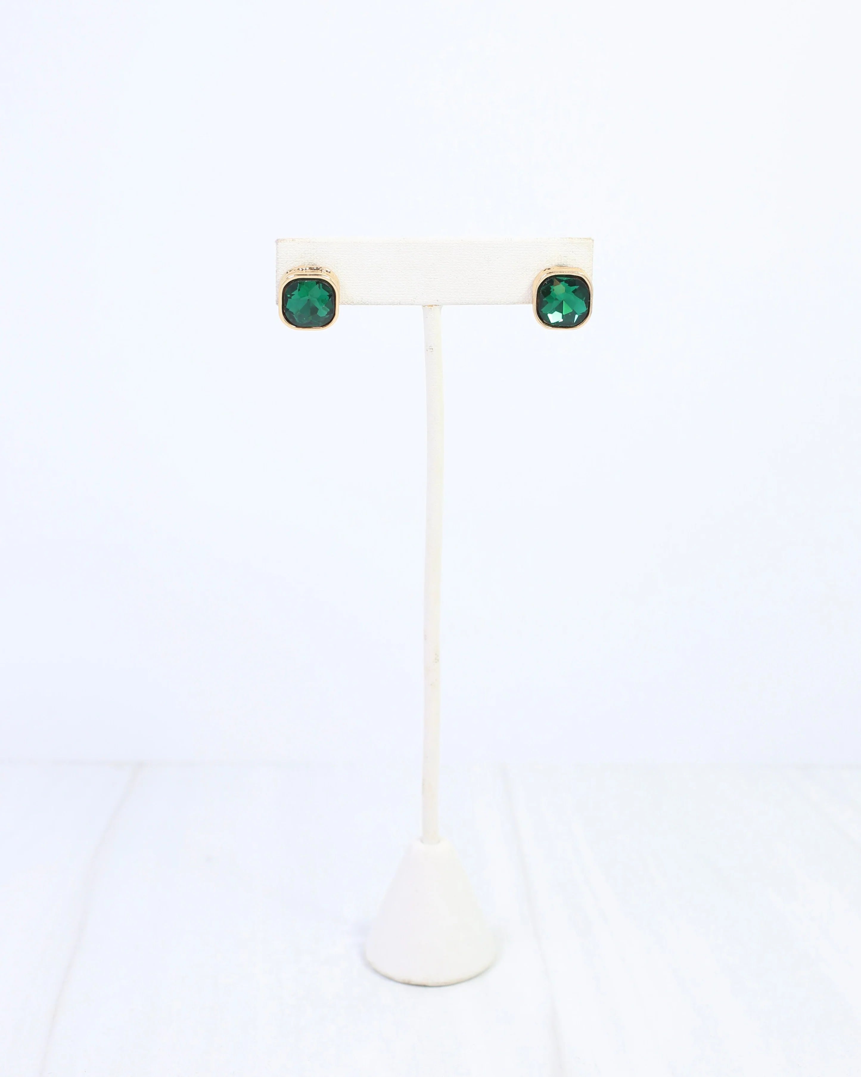 Caroline Hill: Fontaine Crystal Stud Emerald