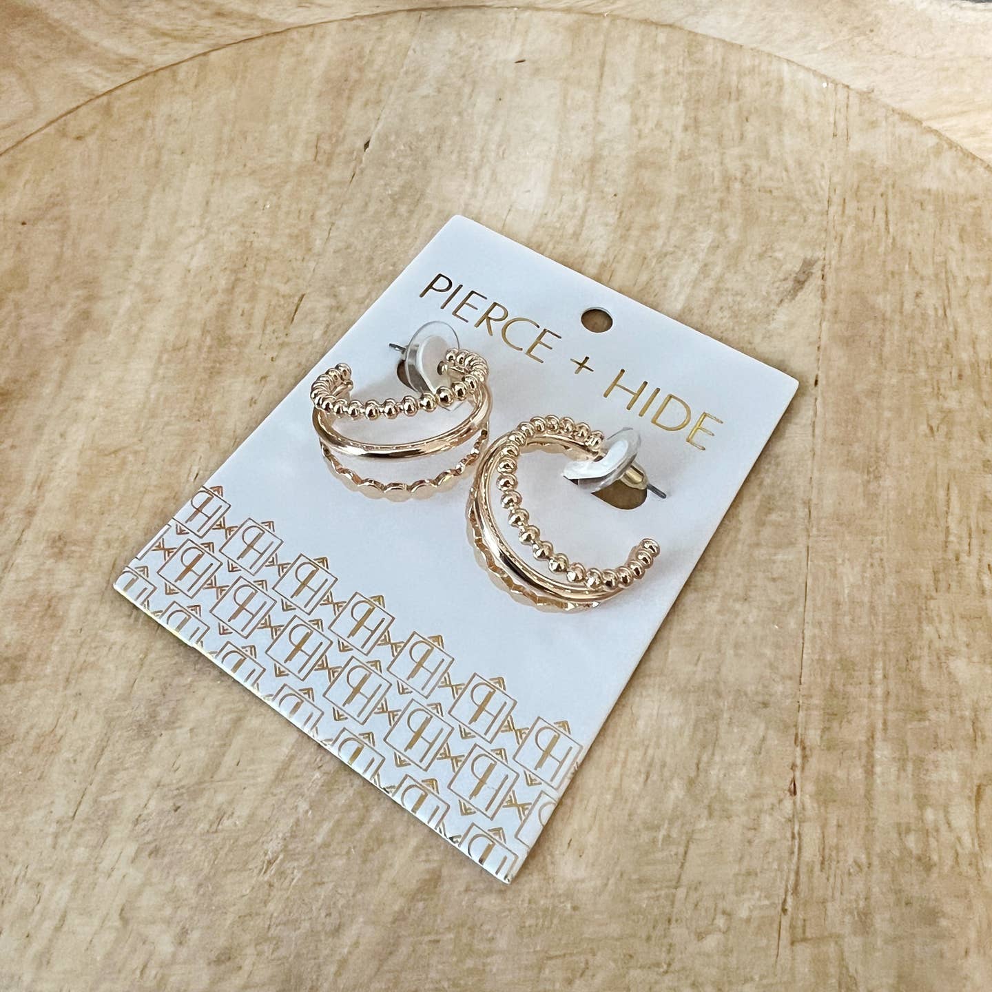 Pierce + Hide: Petite Gold Tri Hoop Earrings