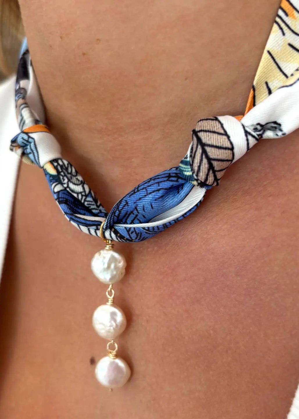 Nora James: Vertical Pearl Scarf Necklace