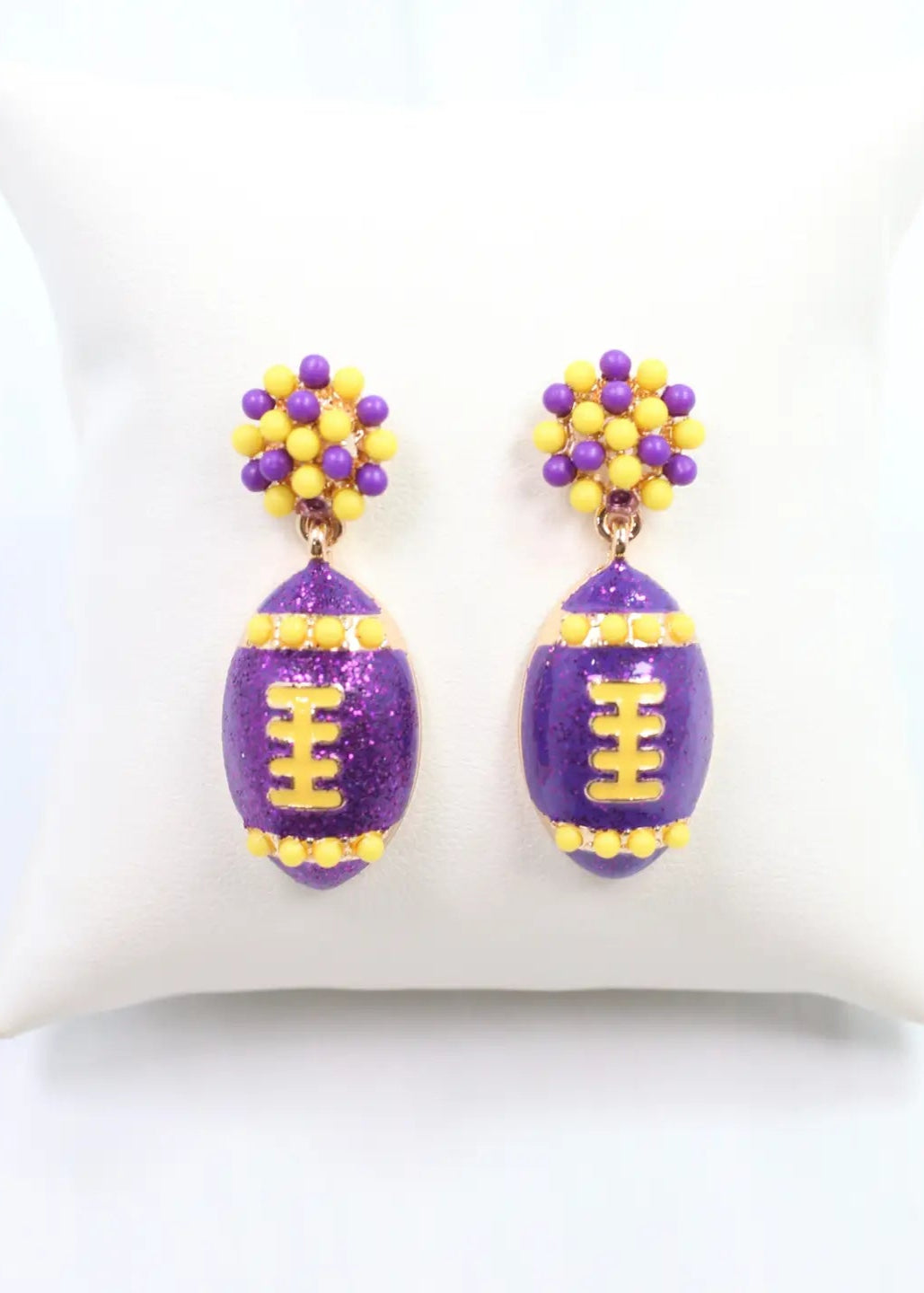 Caroline Hill: Adler Football Earrings Purple/Gold