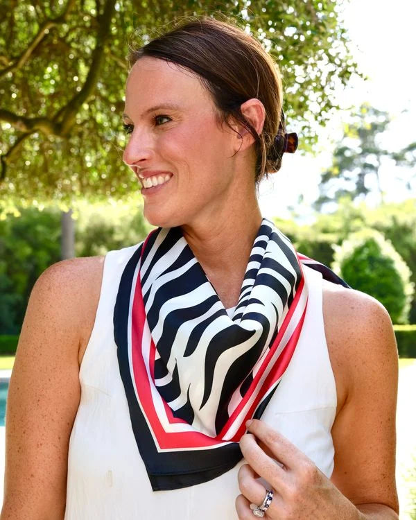Caroline Hill: Harper Red/Black Striped Scarf