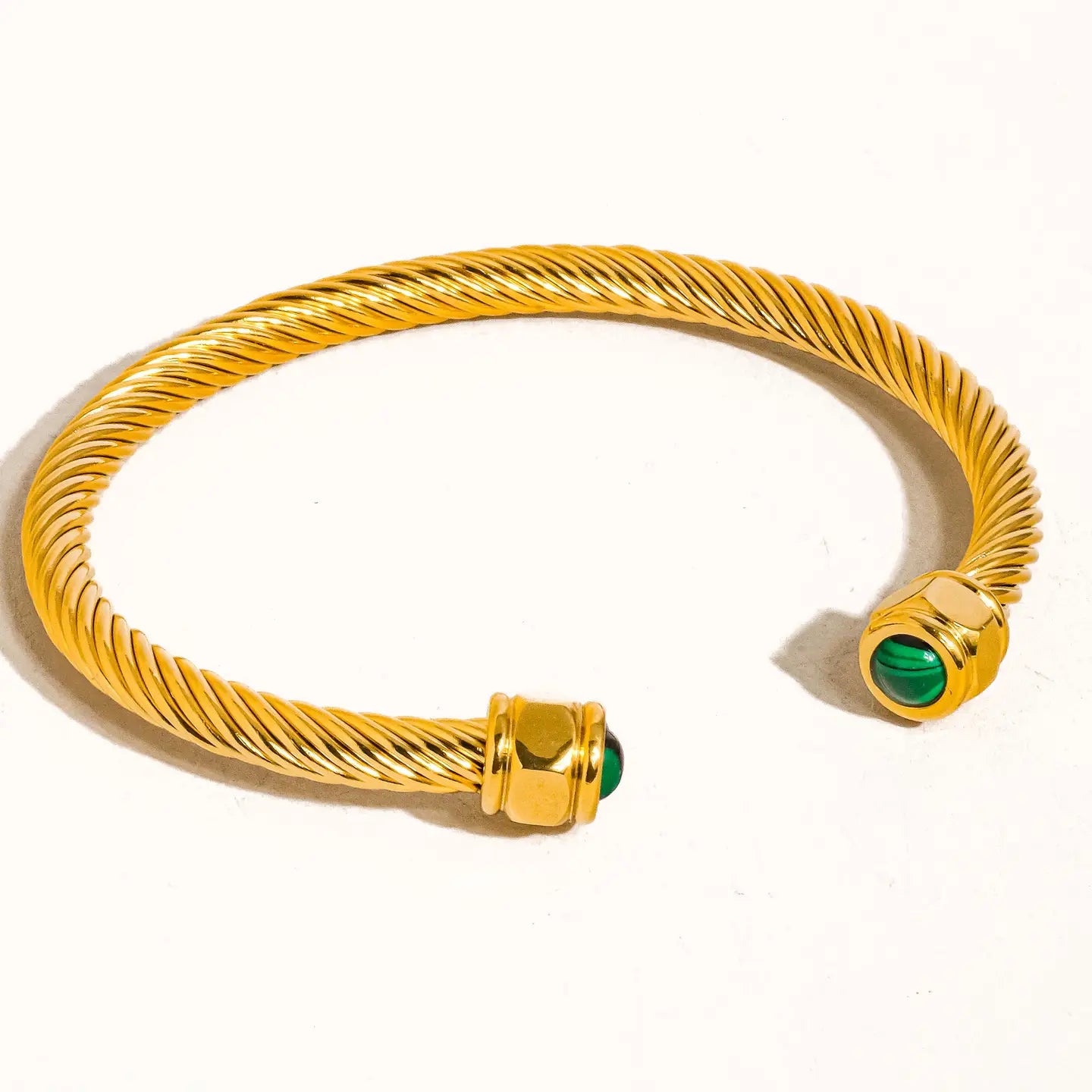 Flanerie: Vail 18K Gold Non-Tarnish Stone Braided Bangle