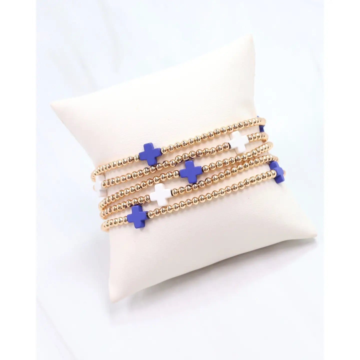 Caroline Hill: Brittany Cross Bracelet Set Blue White