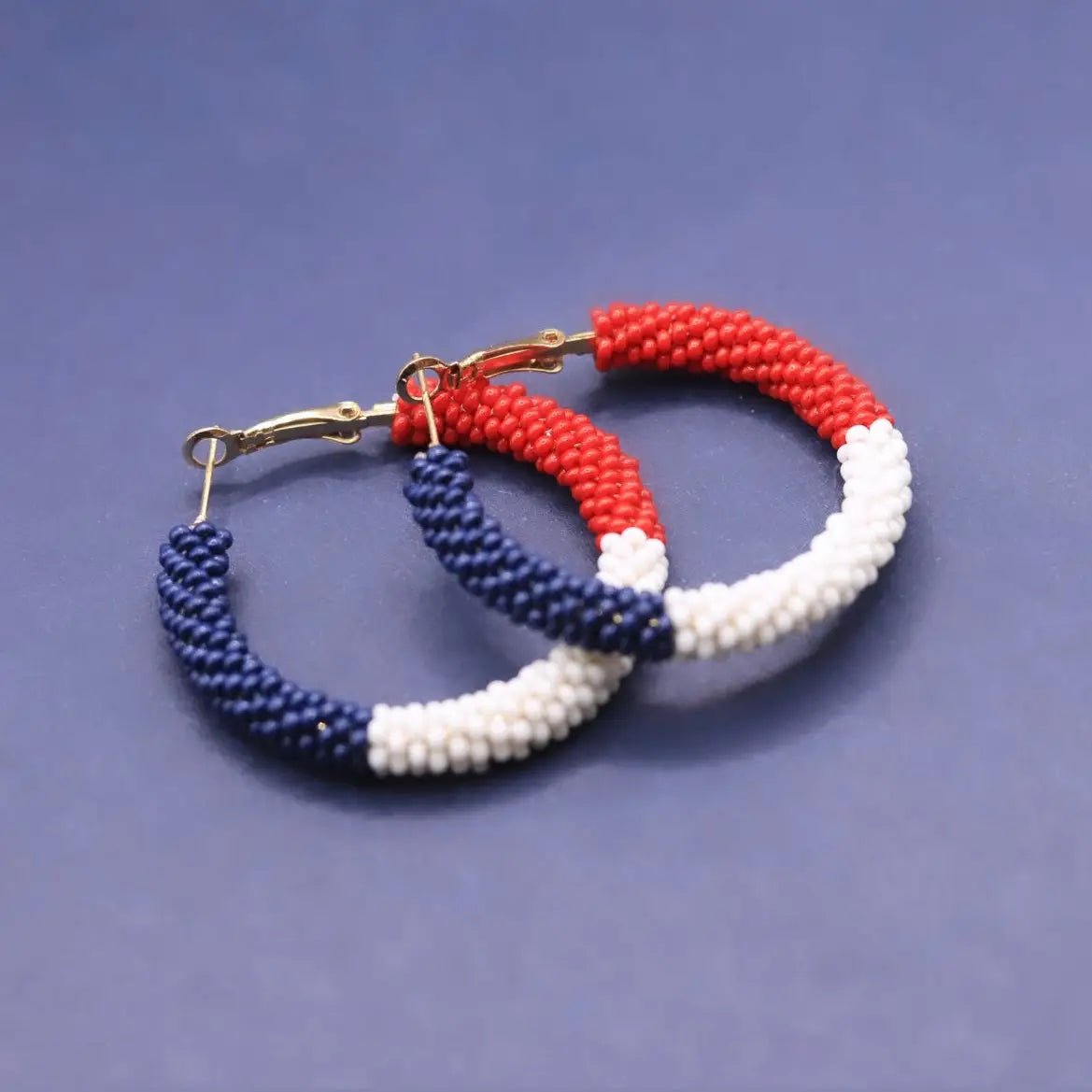 Pierce + Hide: Red/White/Blue Beaded Earrings